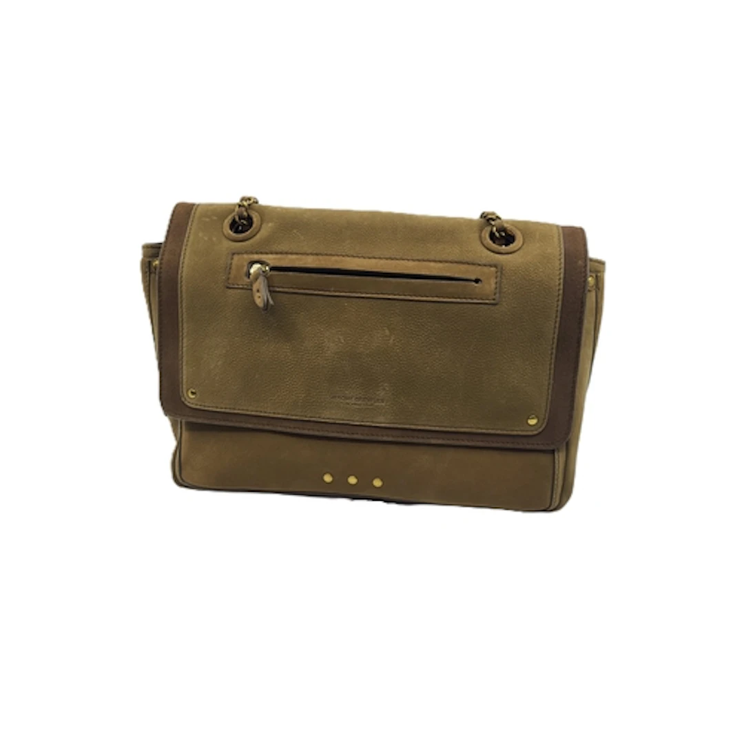 A JEROME DREYFUSS 'BENJAMIN' HANDBAG, khaki-toned leather su...