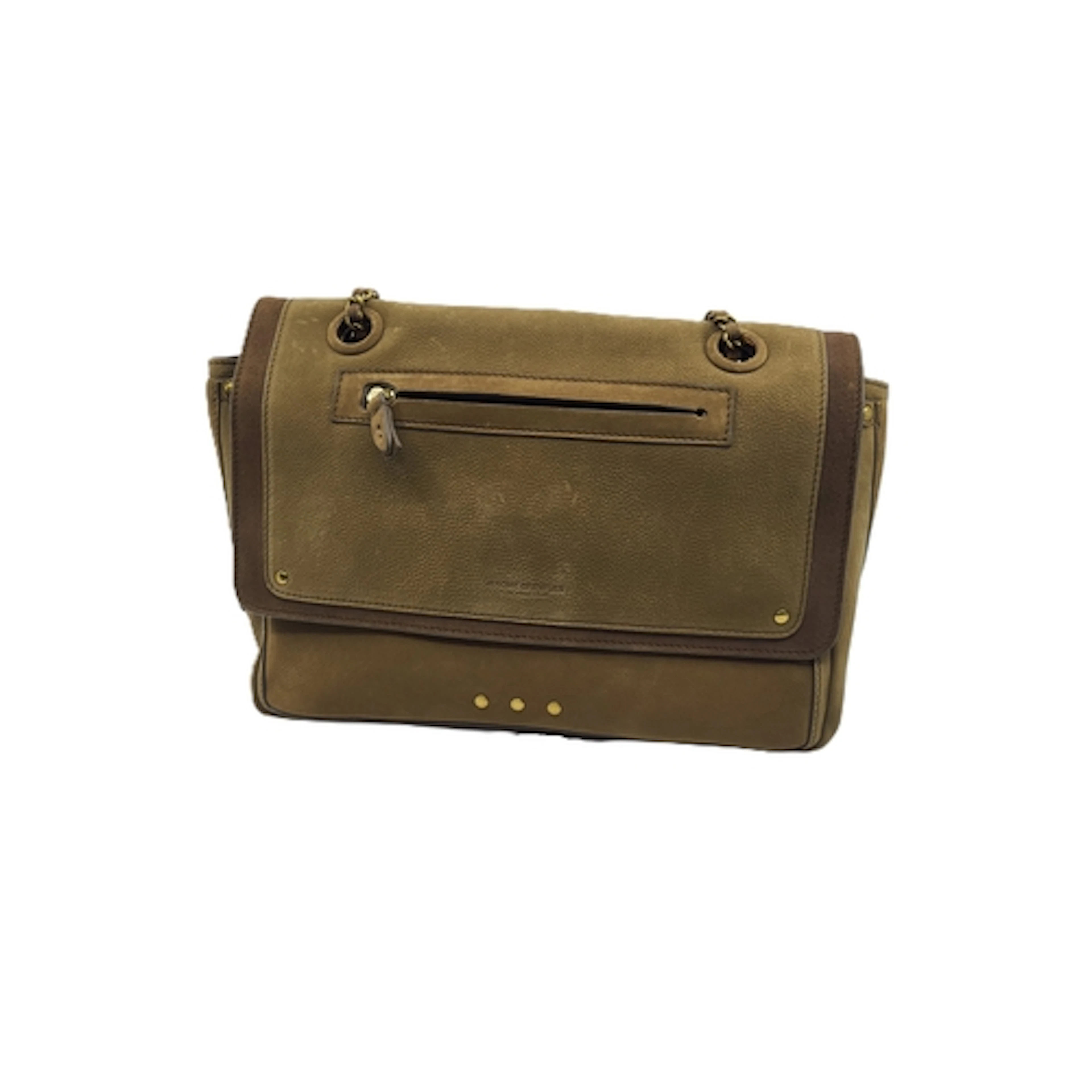 A JEROME DREYFUSS 'BENJAMIN' HANDBAG, khaki-toned leather su...