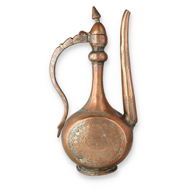 A LATE 19TH CENTURY ISLAMIC COPPER EWER 35cm H ...