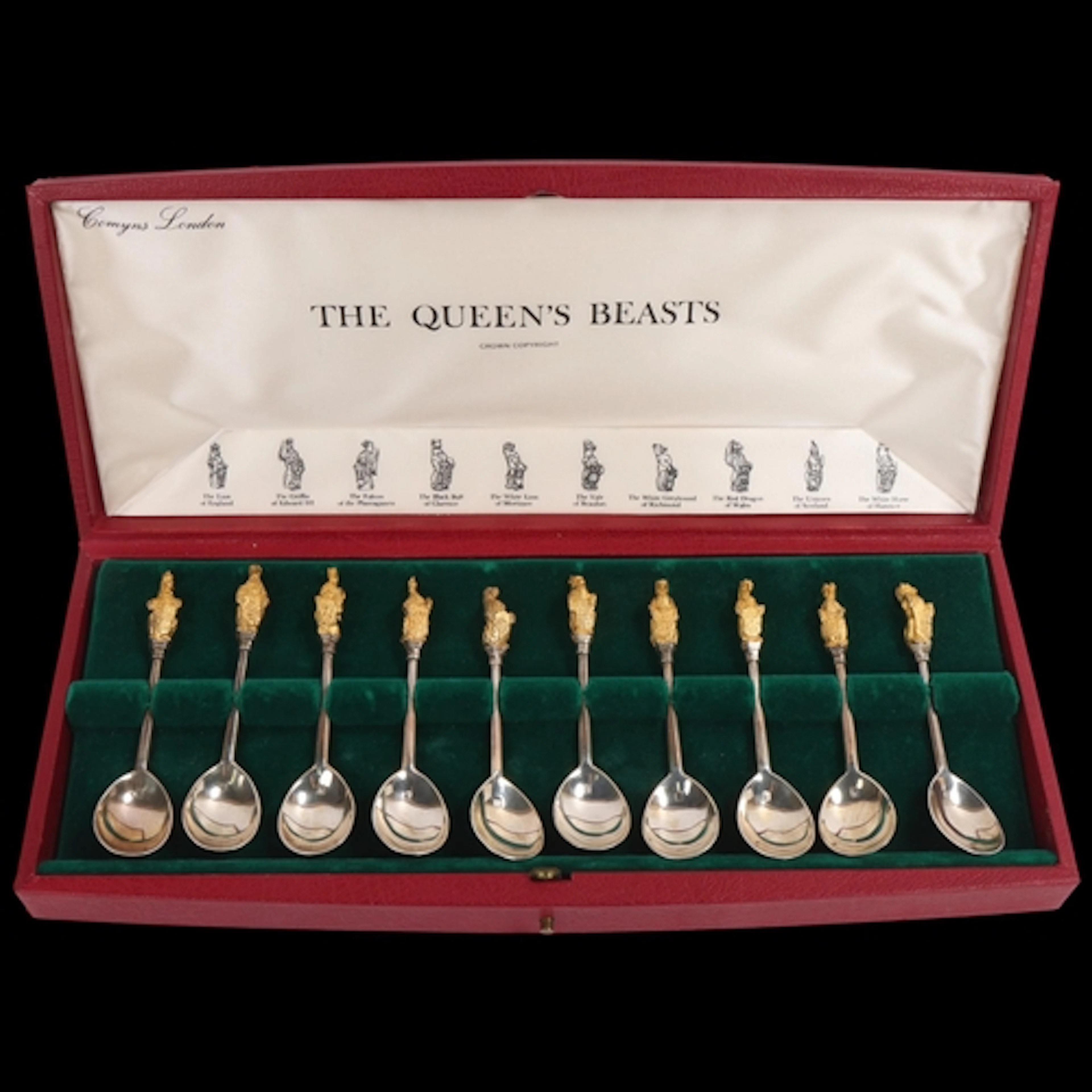 A cased set of 10 Elizabeth II silver parcel-gilt 'The Queen...