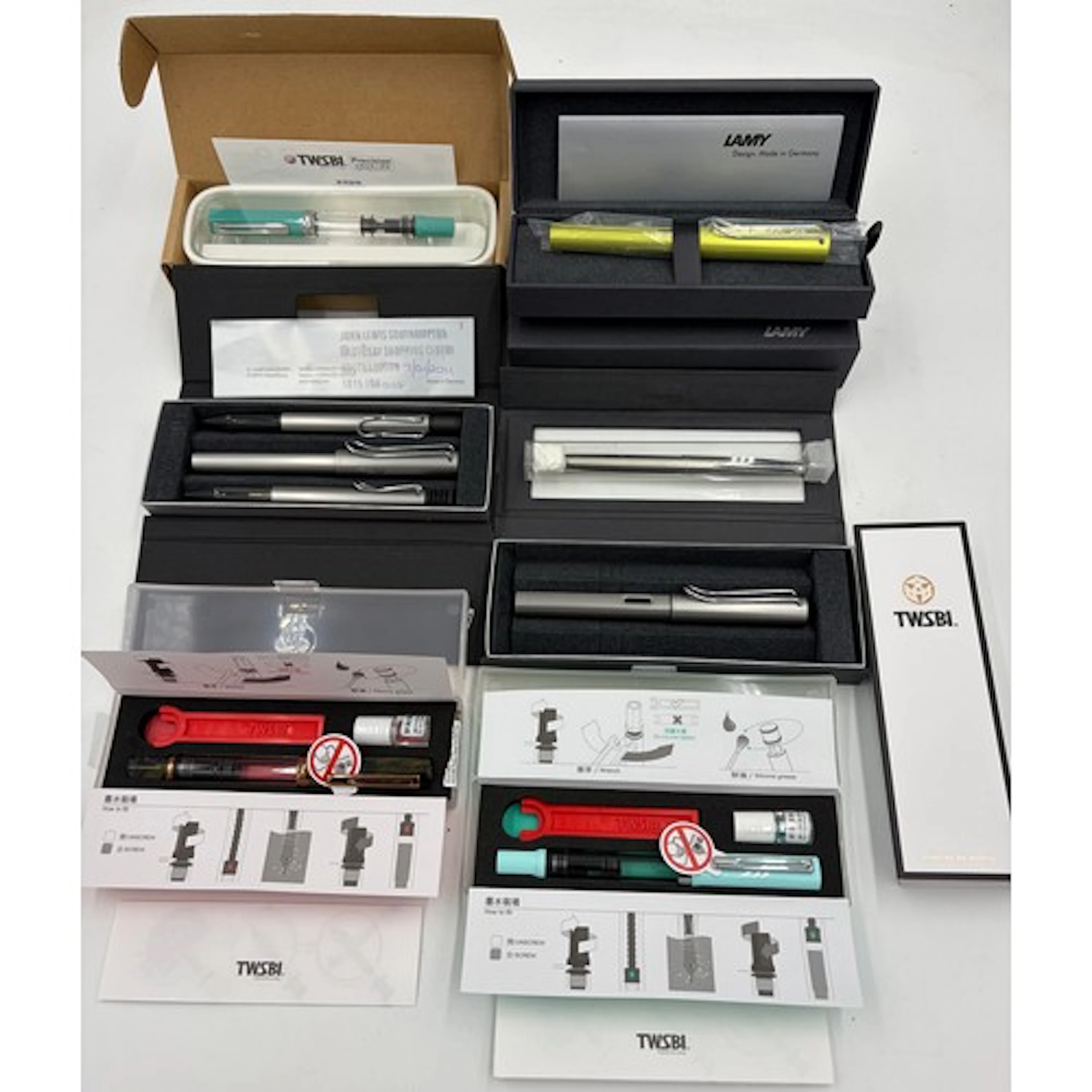 A collection of pens to include 3 x Twsbi Eco fountain pens ...