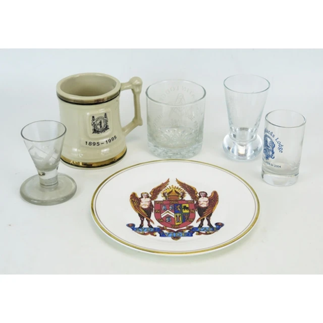 An early 19th century Masonic glass, of trumpet form on a br...