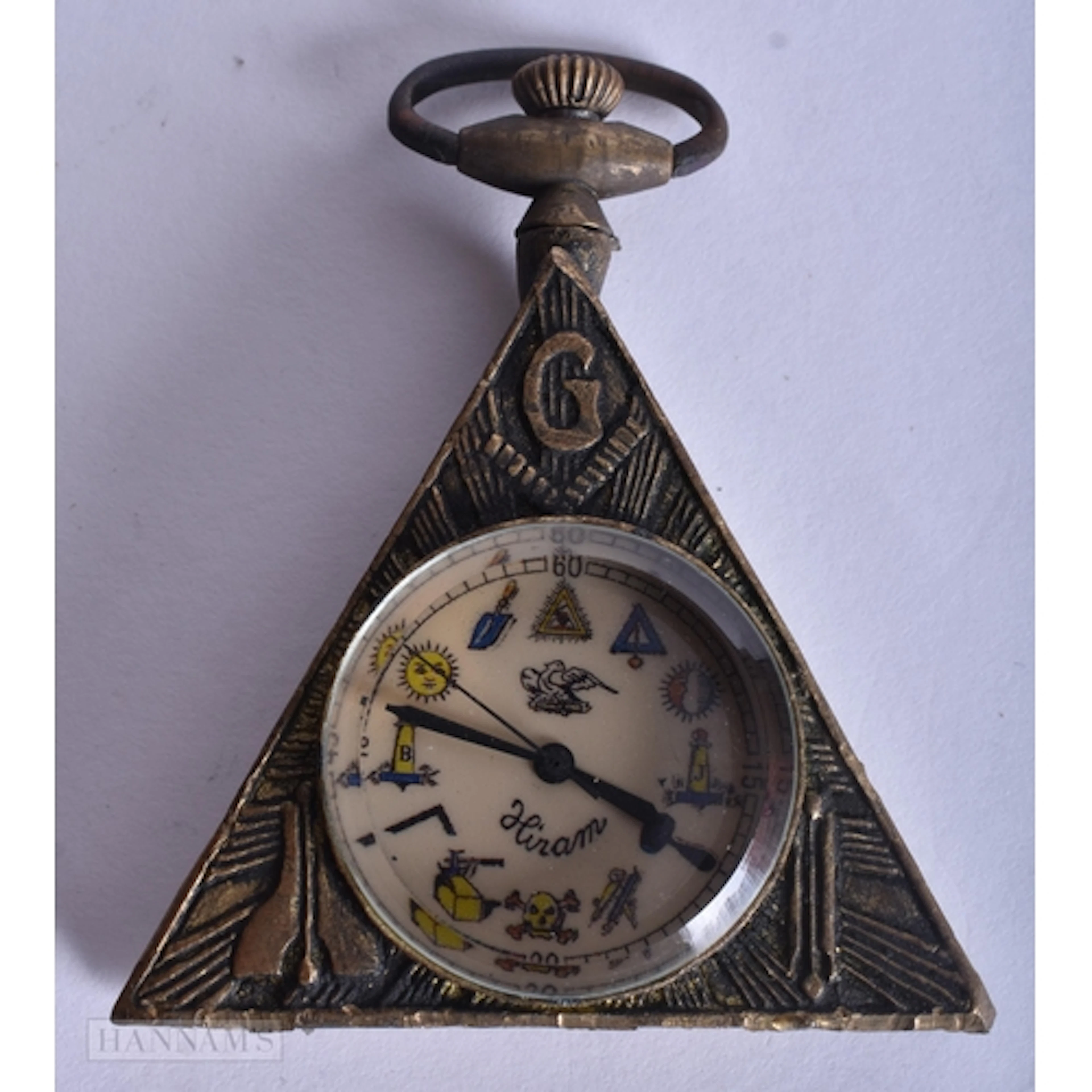 A MASONIC POCKET WATCH. Running. 6 cm x 5 cm.