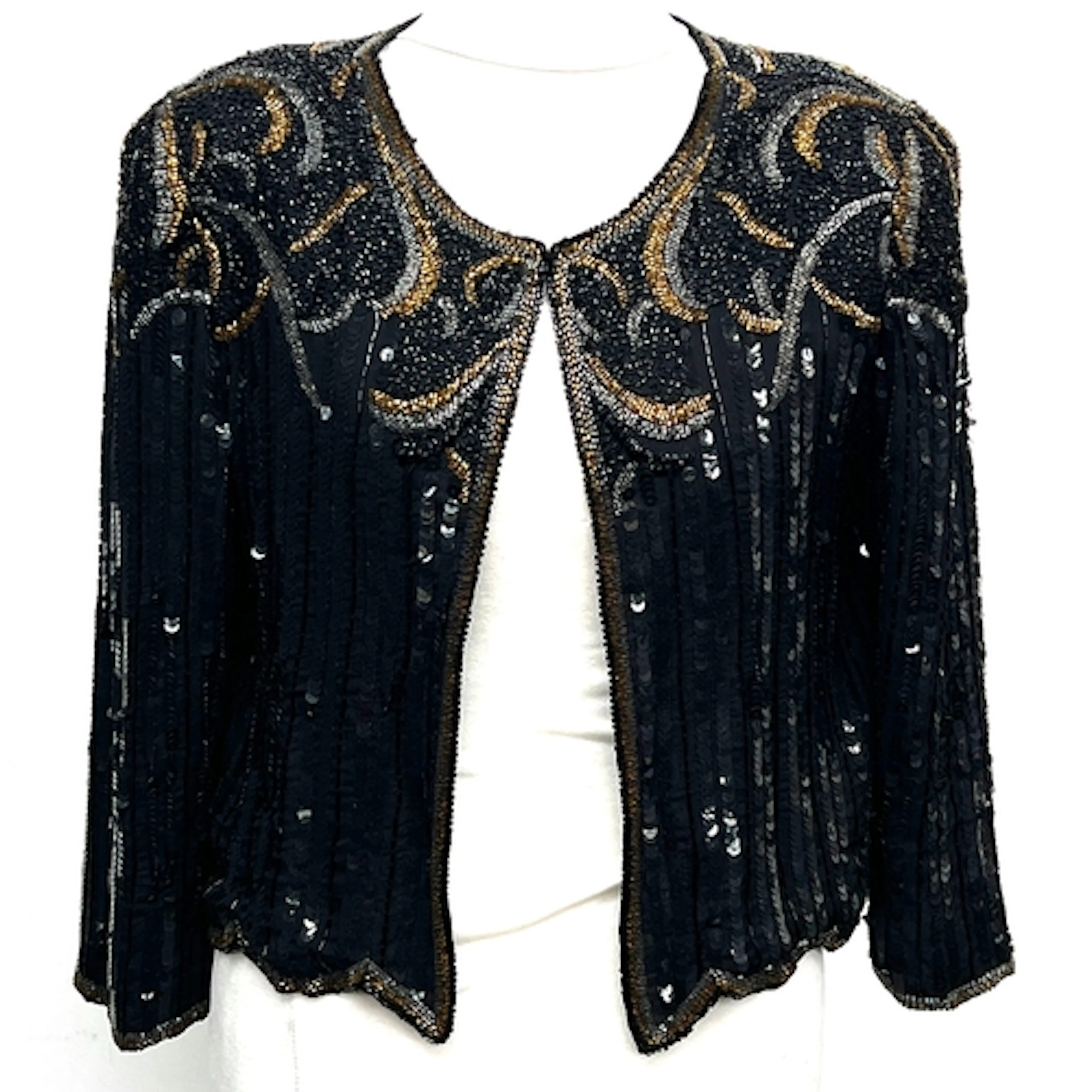 A vintage Kuku by Sudi black silk beaded top, size S