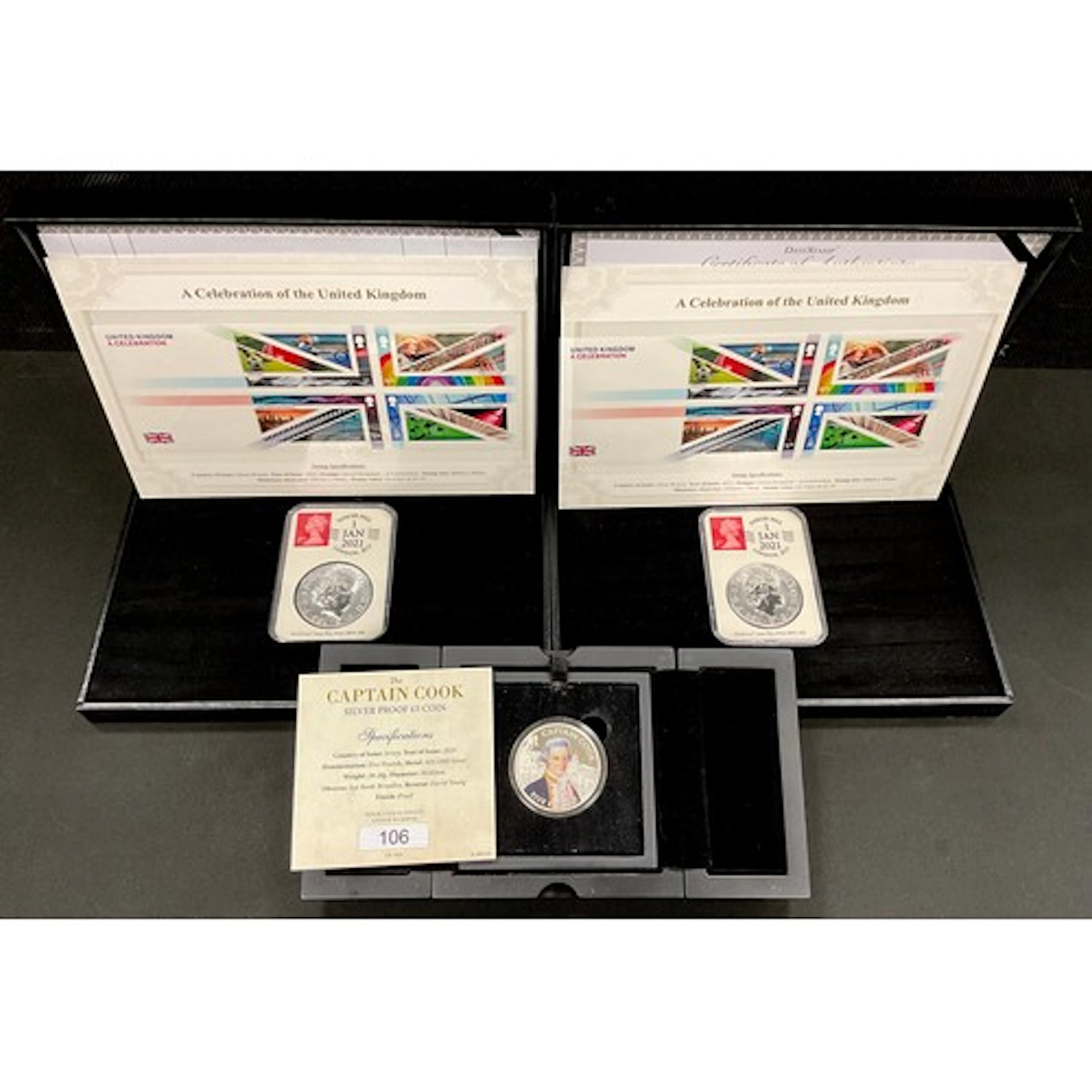 Numismatics - two Celebration of the United Kingdom stamp an...
