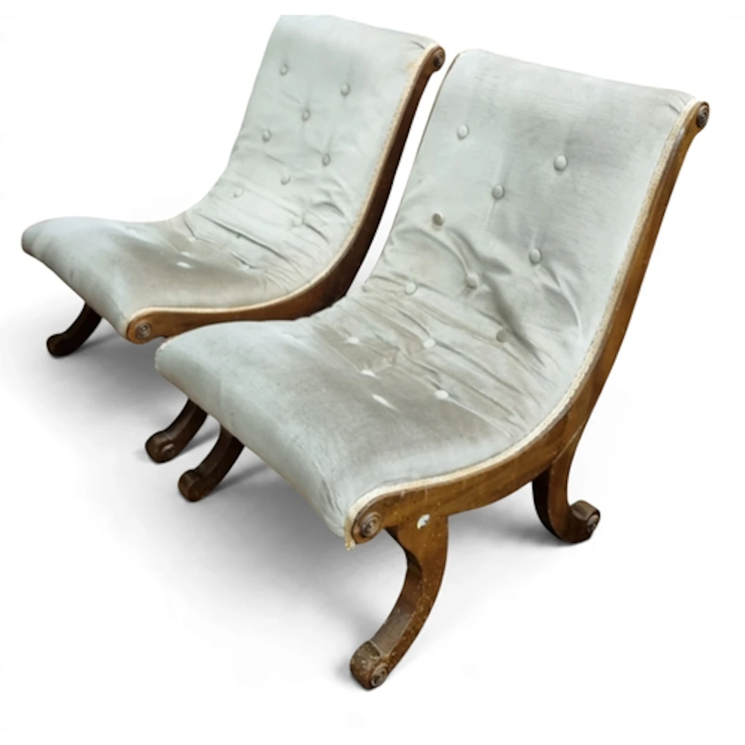 A pair of late 19th early 20th Century Slipper Chairs. W 48 ...