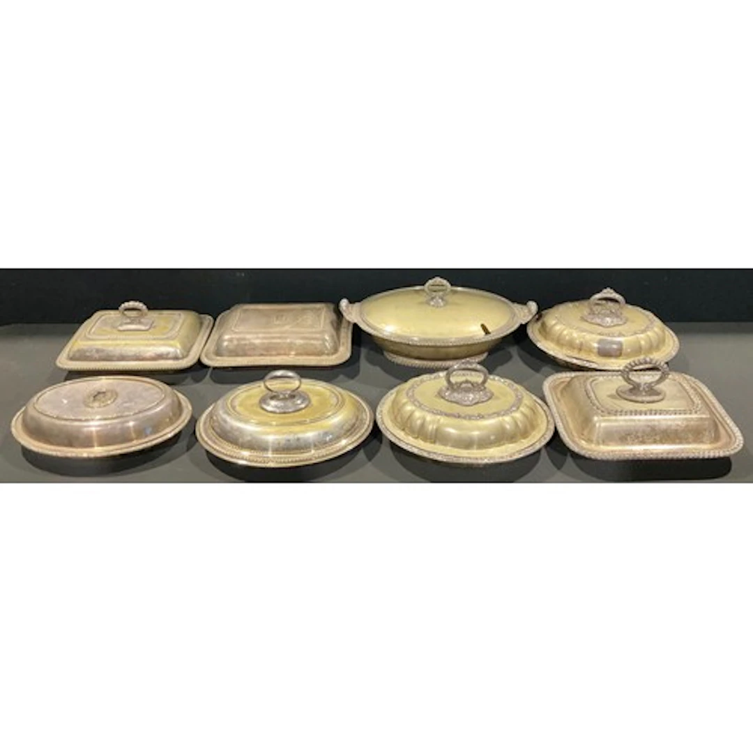 Plated Ware - a pair of Victorian fluted oval entree dishes ...