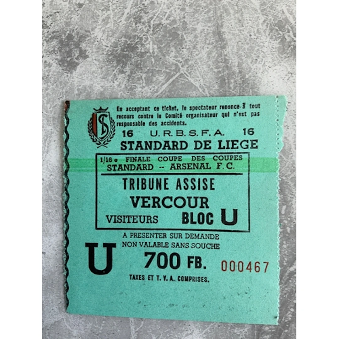 93/94 Standard Liege v Arsenal European Cup Football Ticket:...