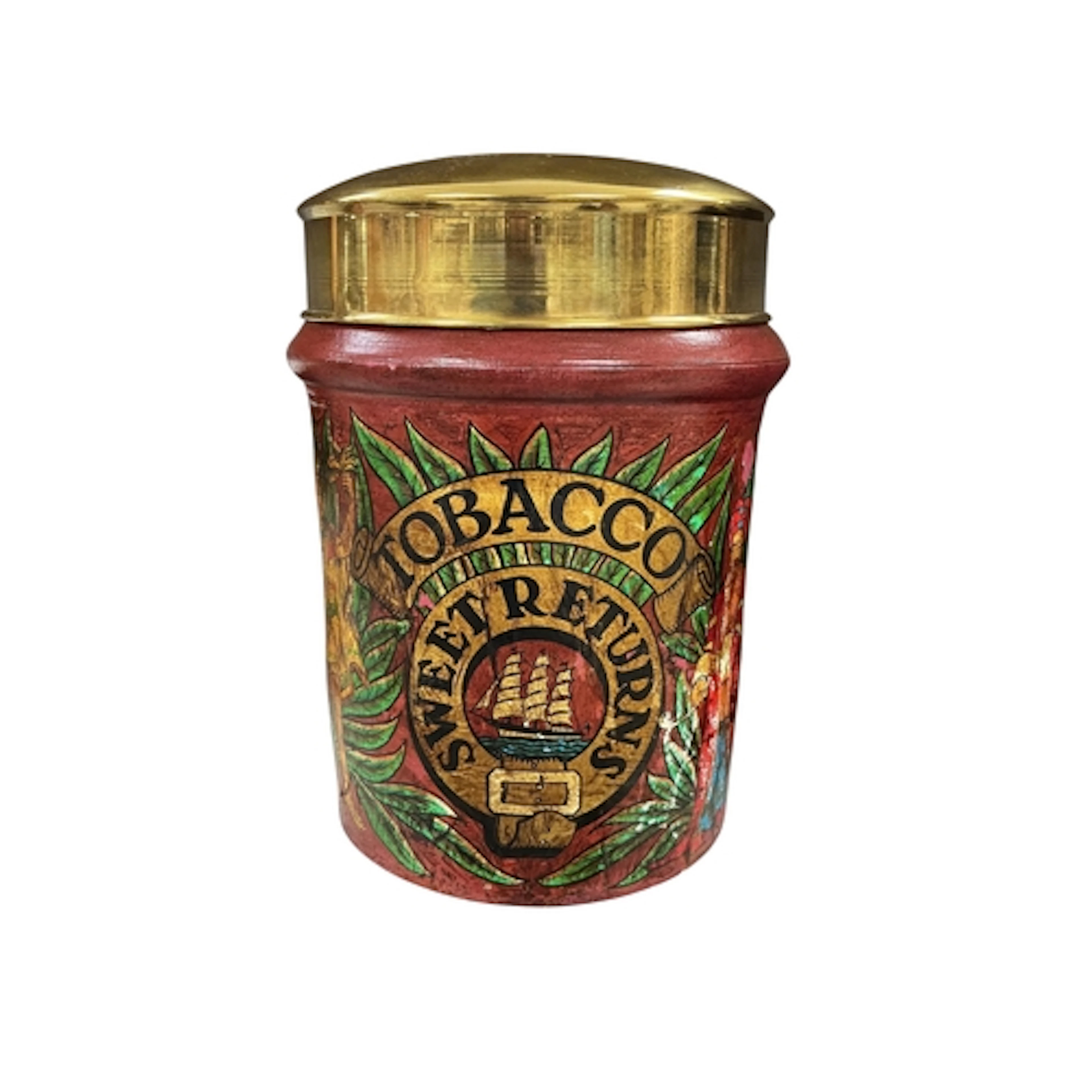 A 1930's painted earthenware shop tobacco jar 'Sweet Returns...