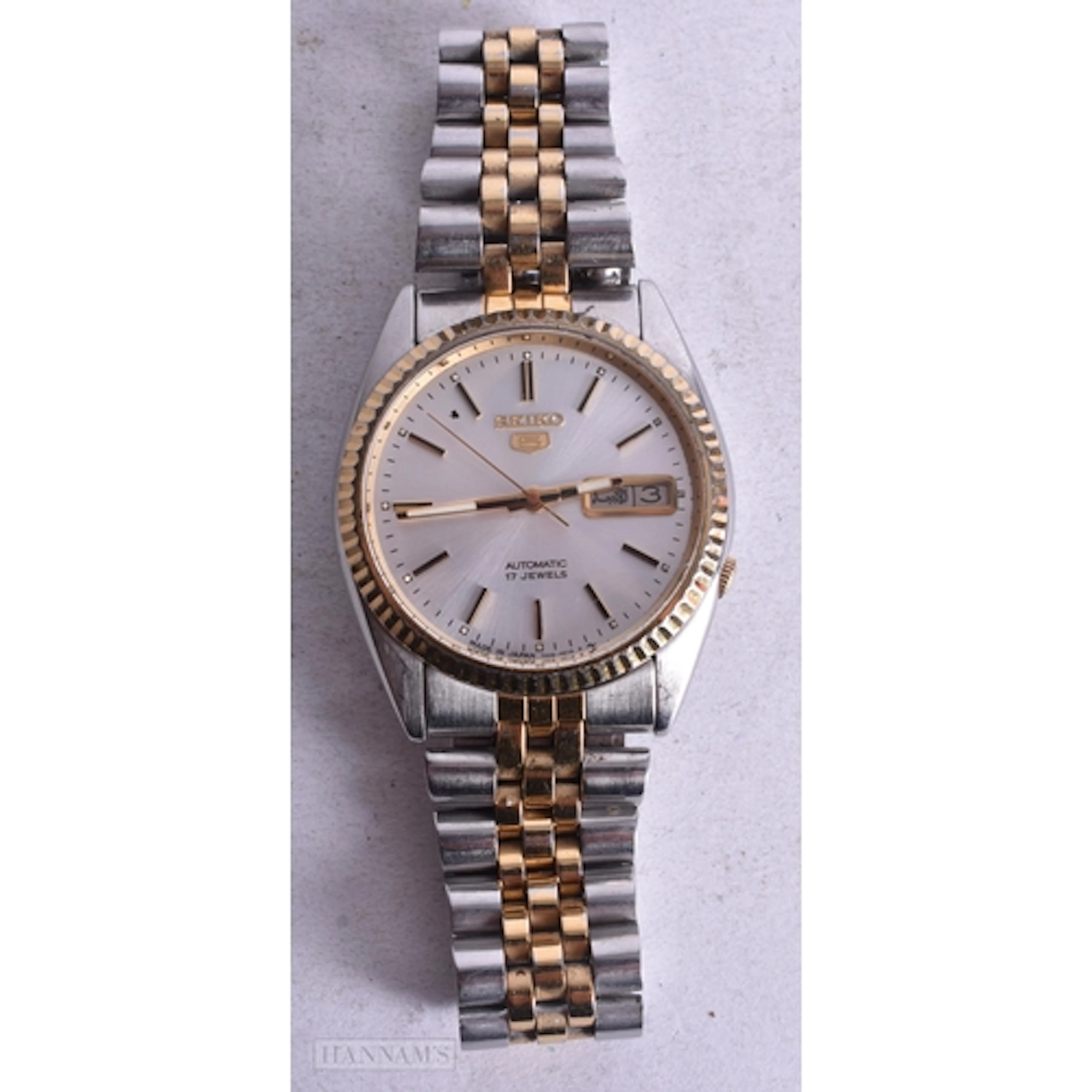 A Vintage Two Tone Seiko 5 Automatic Watch. Working. Dial ...