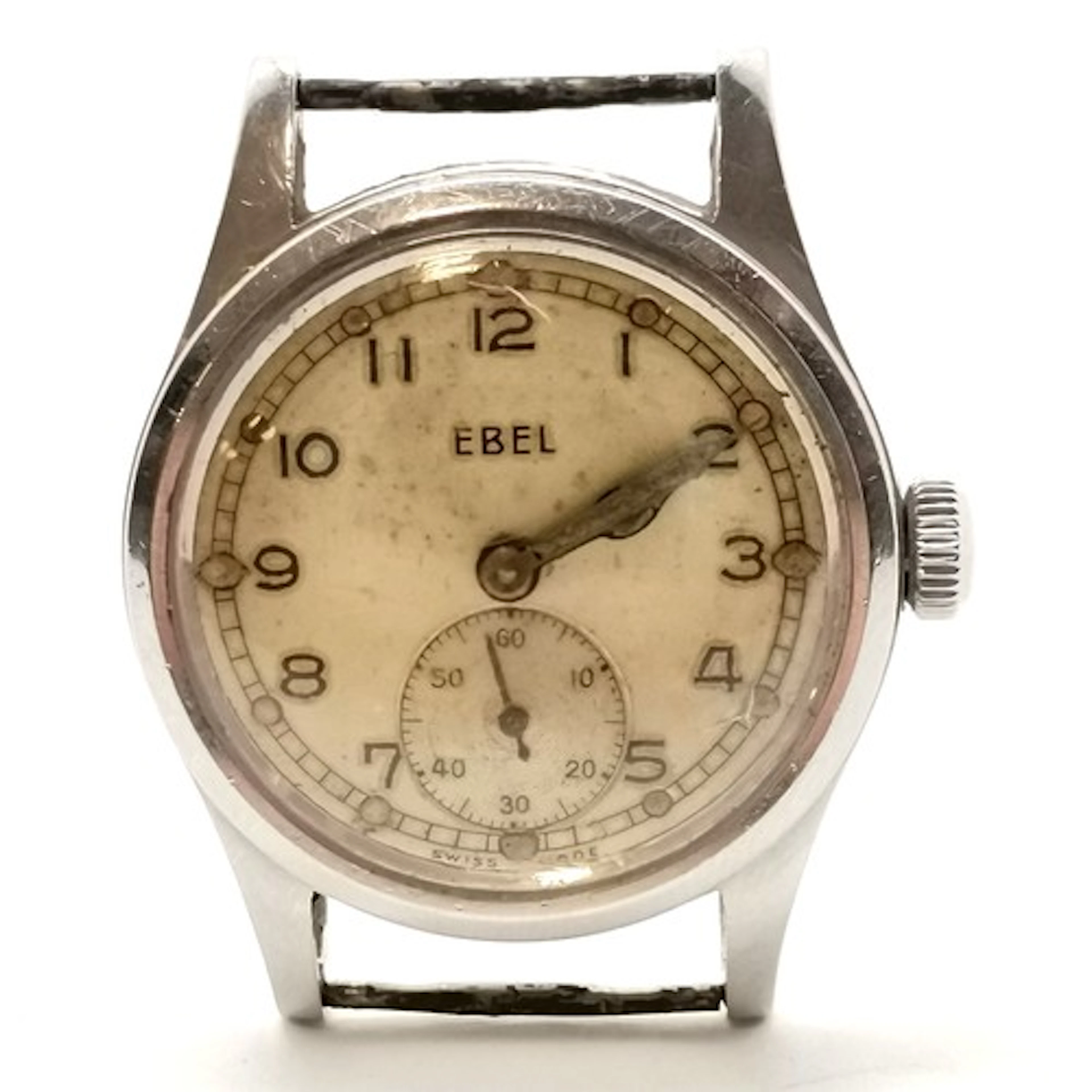 Ebel WWII military stainless steel wristwatch with claw & AT...