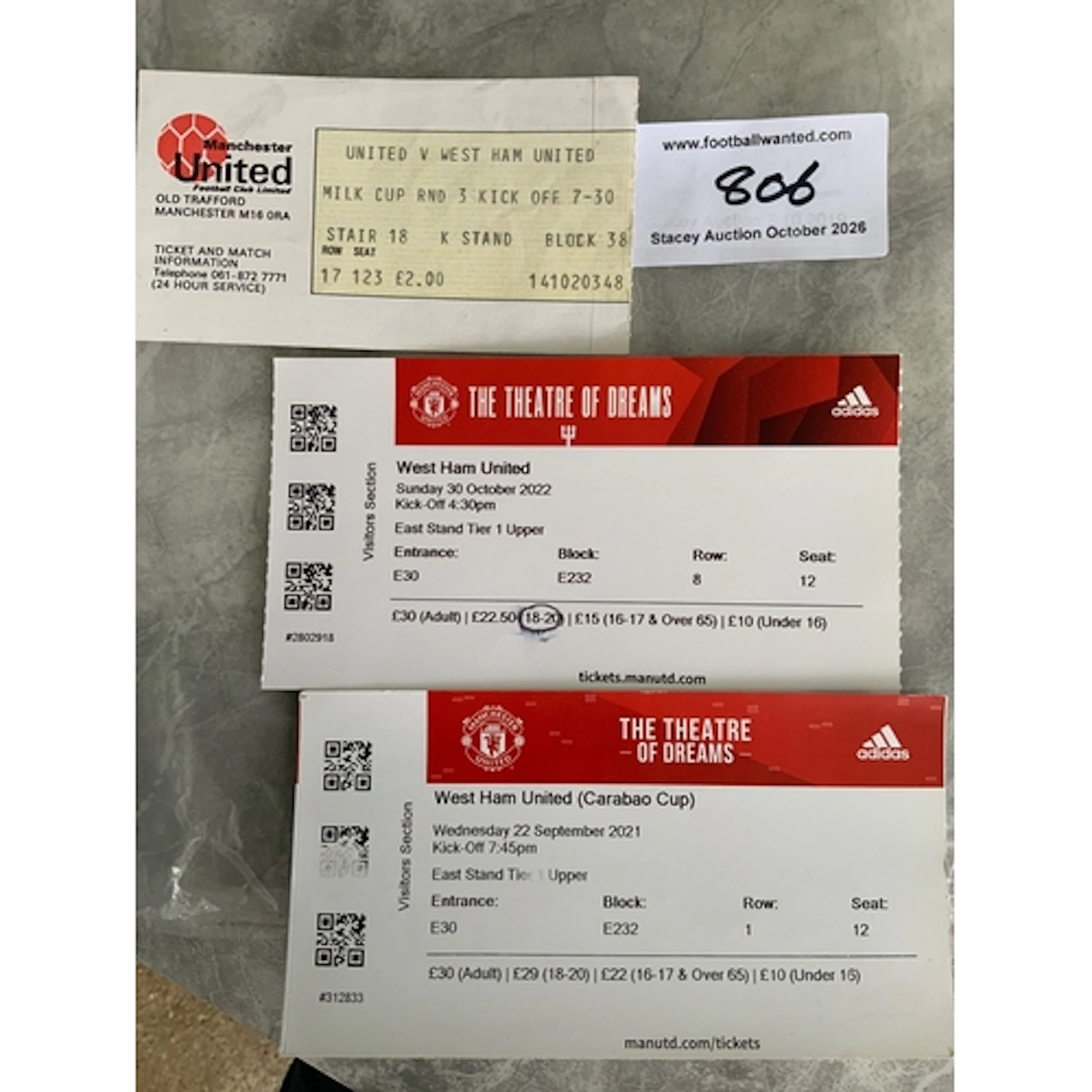 82/83 Manchester United v West Ham League Cup Football Ticke...