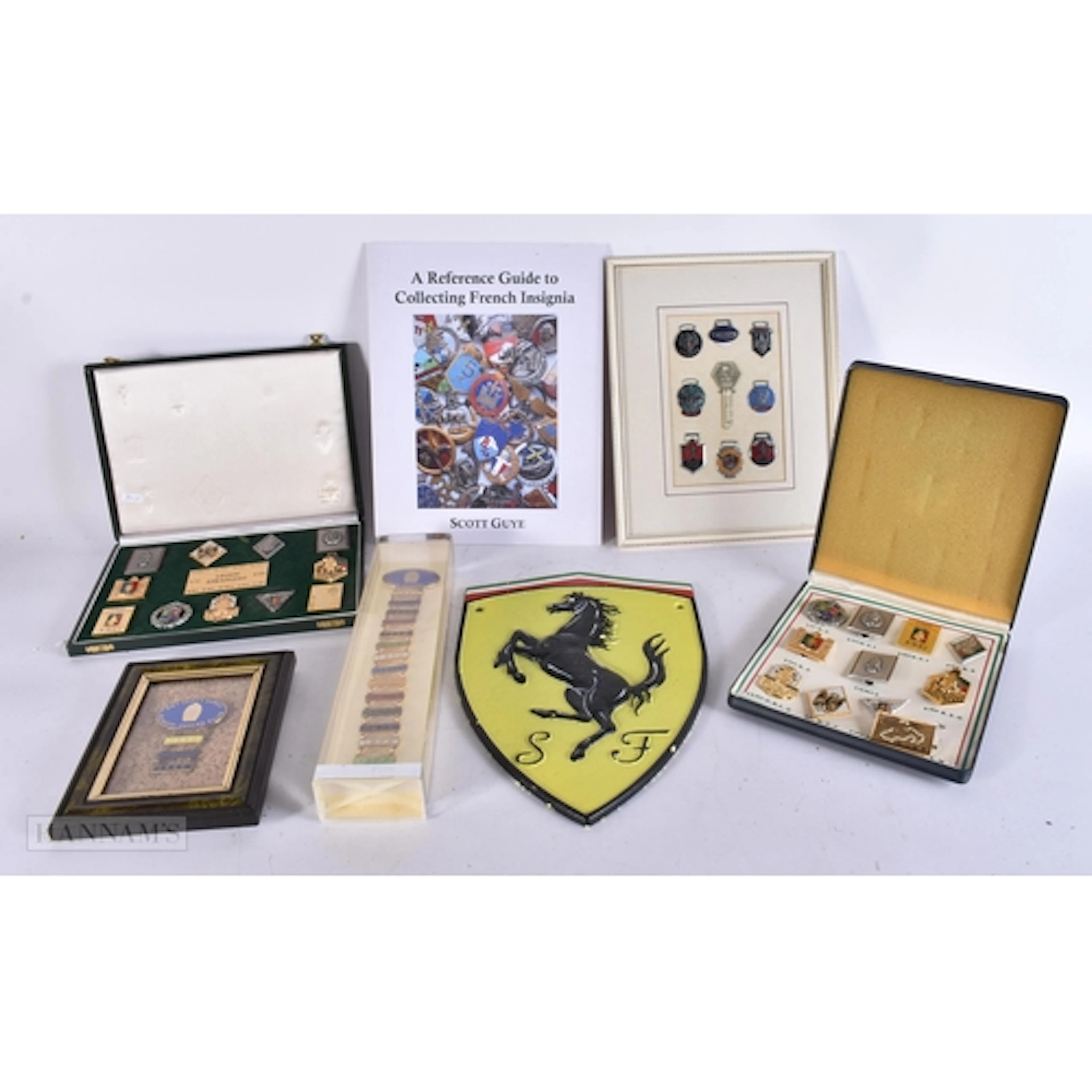 A COLLECTION OF BOXED ENAMELLED BADGES AND PINS together wit...