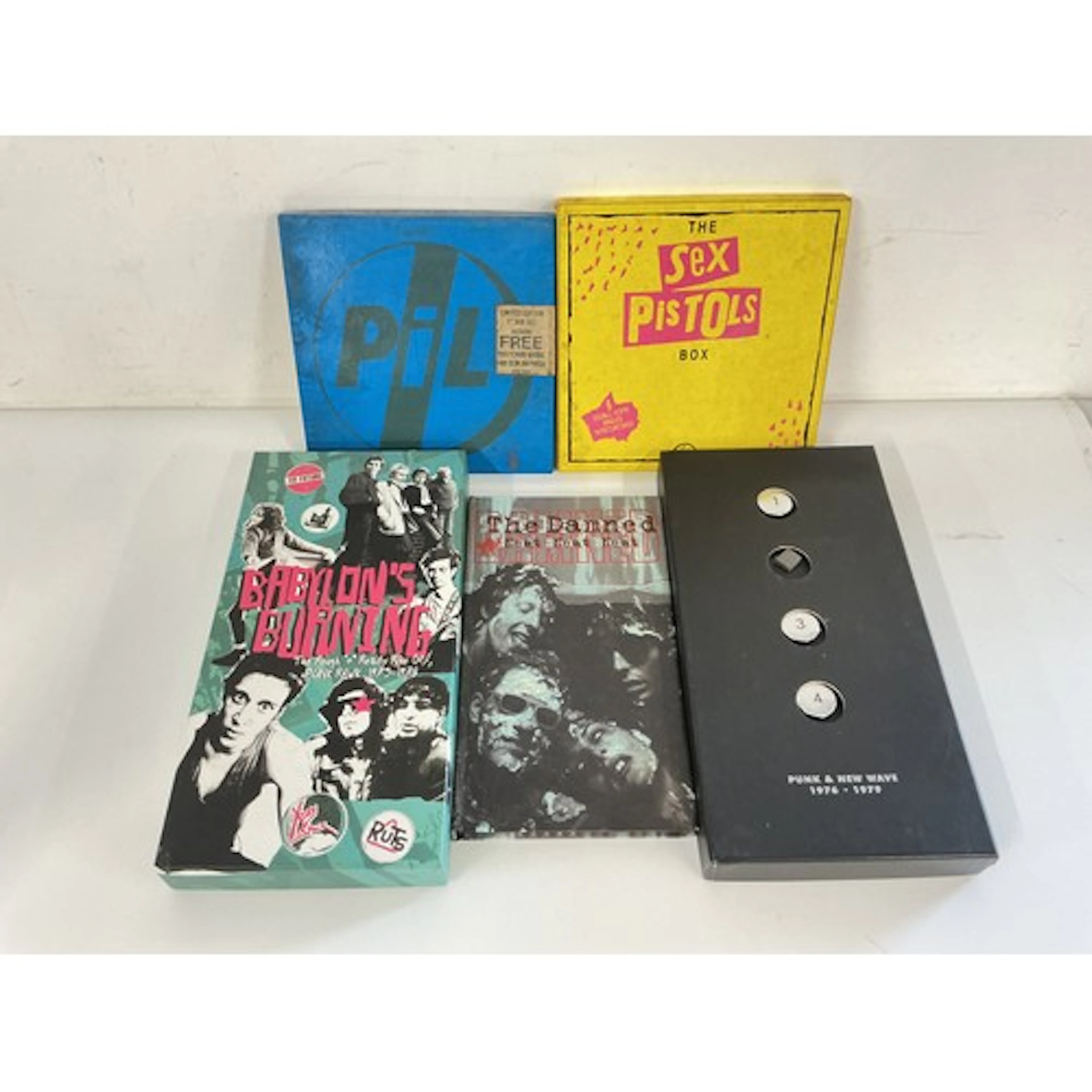 Five punk CD and vinyl box sets comprising a Sex Pistols x6 ...