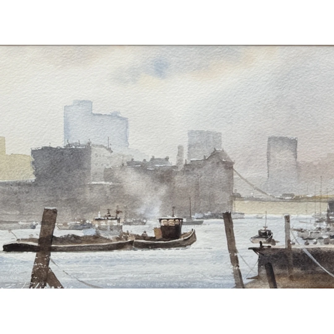 ZLATAN PILIPOVIC (BOSNIAN B.1958): THAMES RIVER Watercolour ...