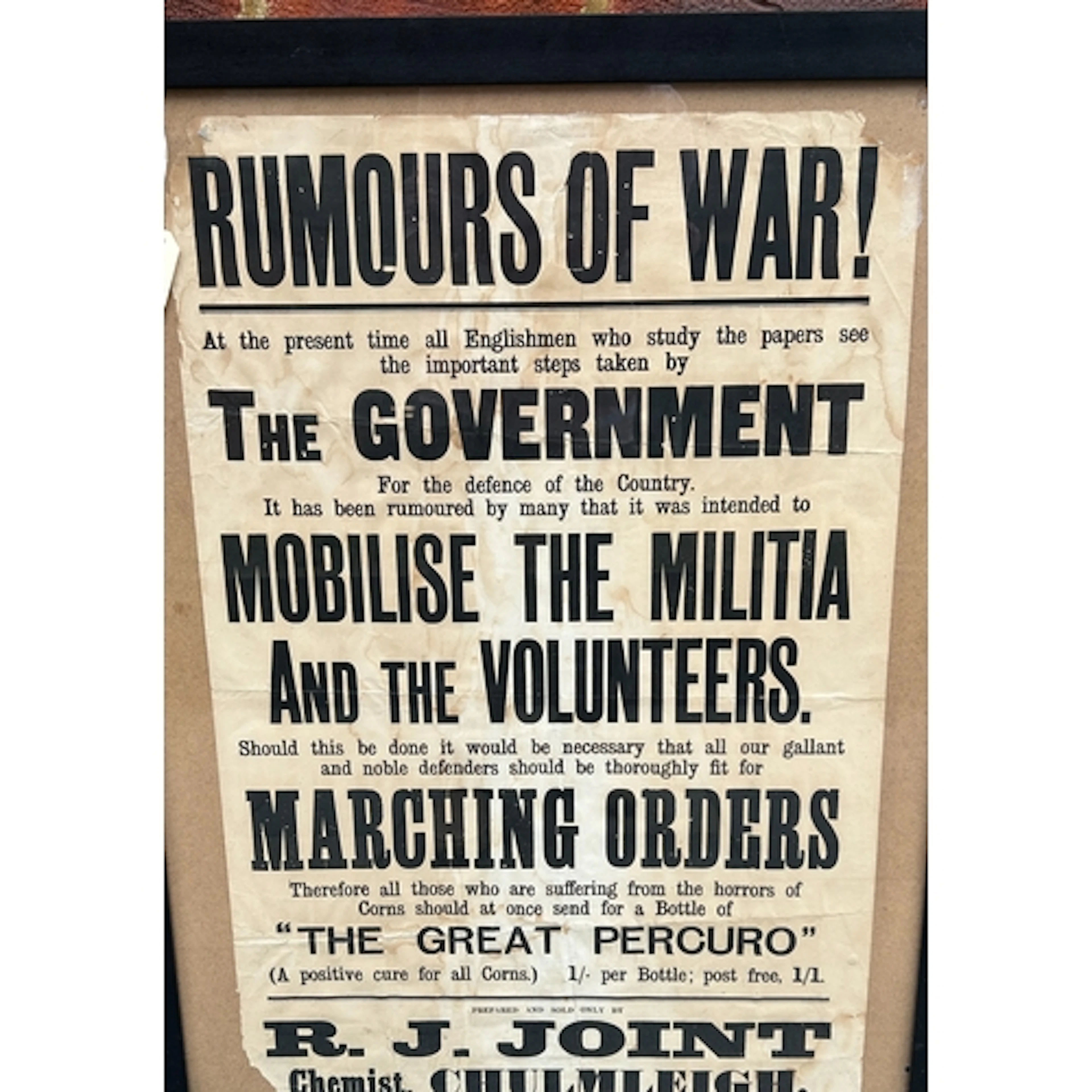 A WWI advertising poster for "The Great Percuro" (a positive...