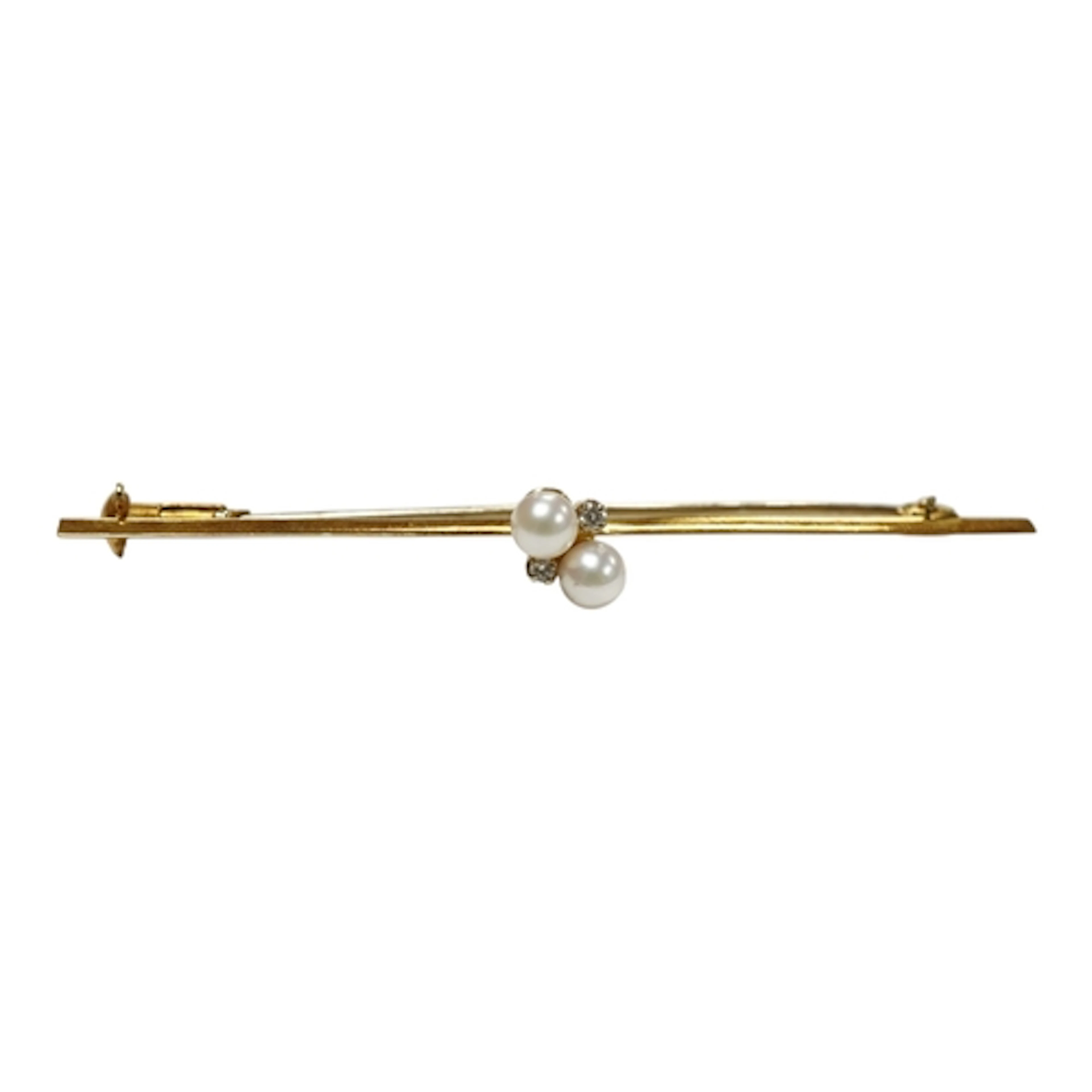 Mappin & Webb, a cultured pearl and diamond bar brooch, cent...