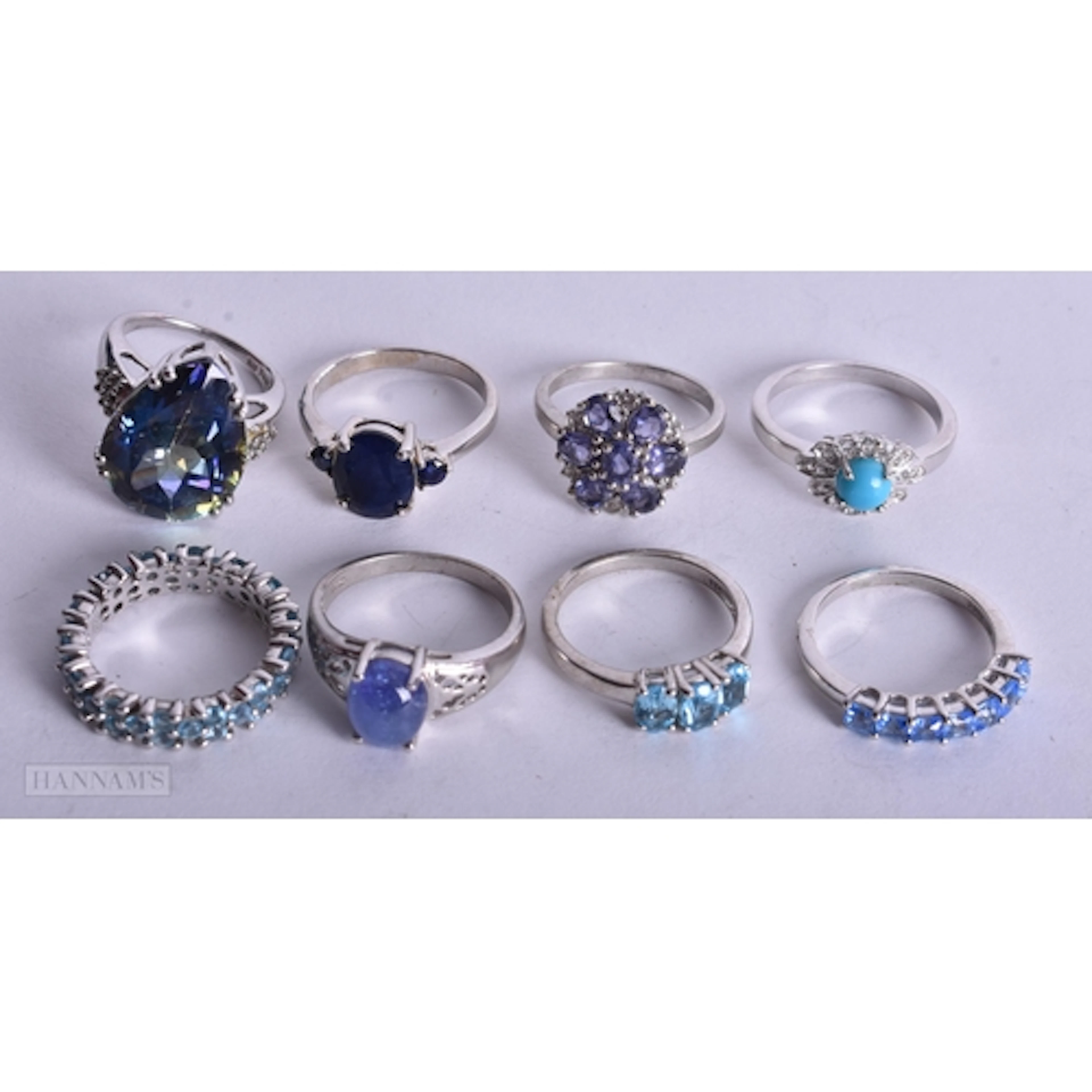 Collection of Sterling Silver TGGC Rings inc. Sapphire, Topa...