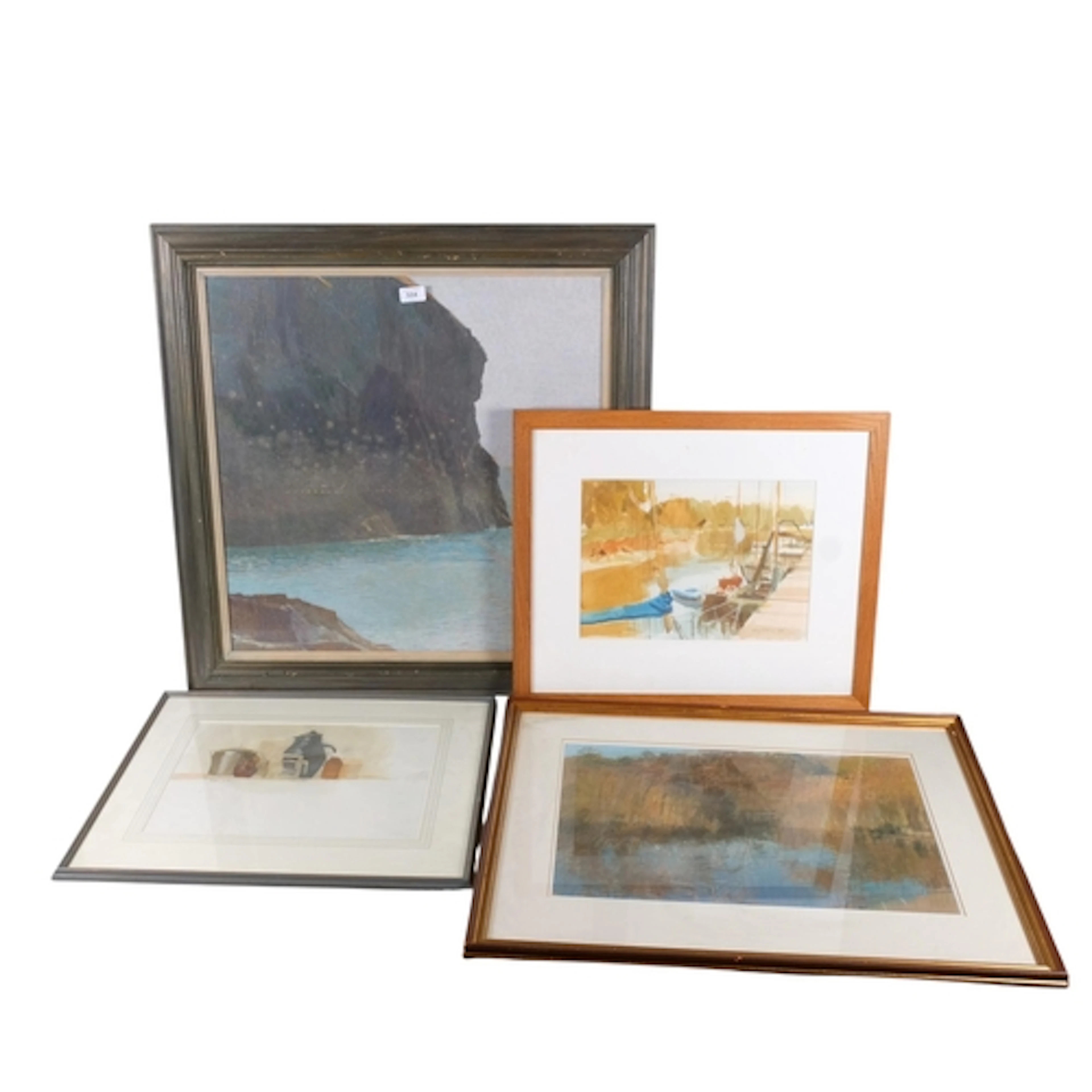 5 various pastel drawings and watercolours, framed (5) Artis...