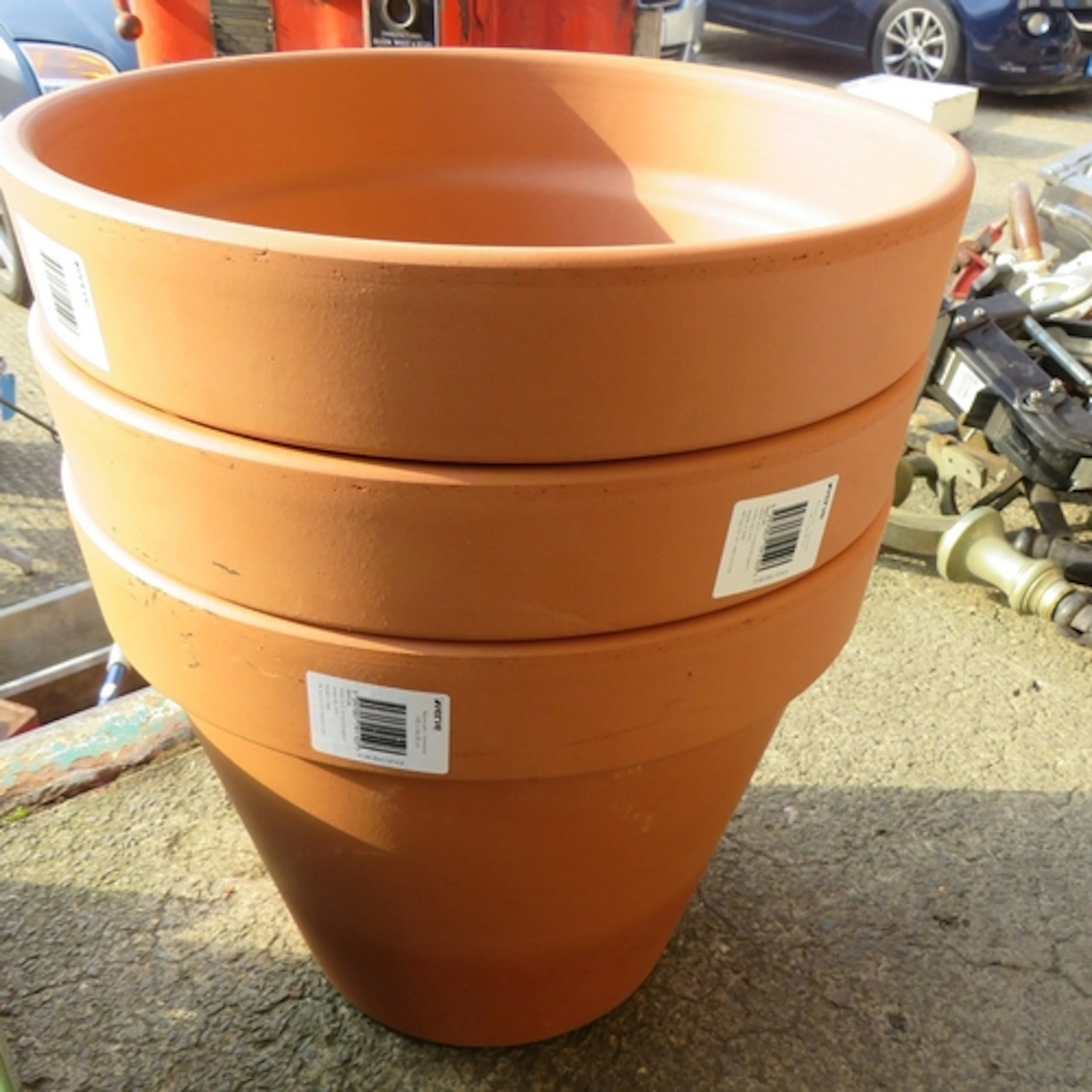3 Brand New Verve Terracotta Plant Pots approx. 33cm H x 35c...