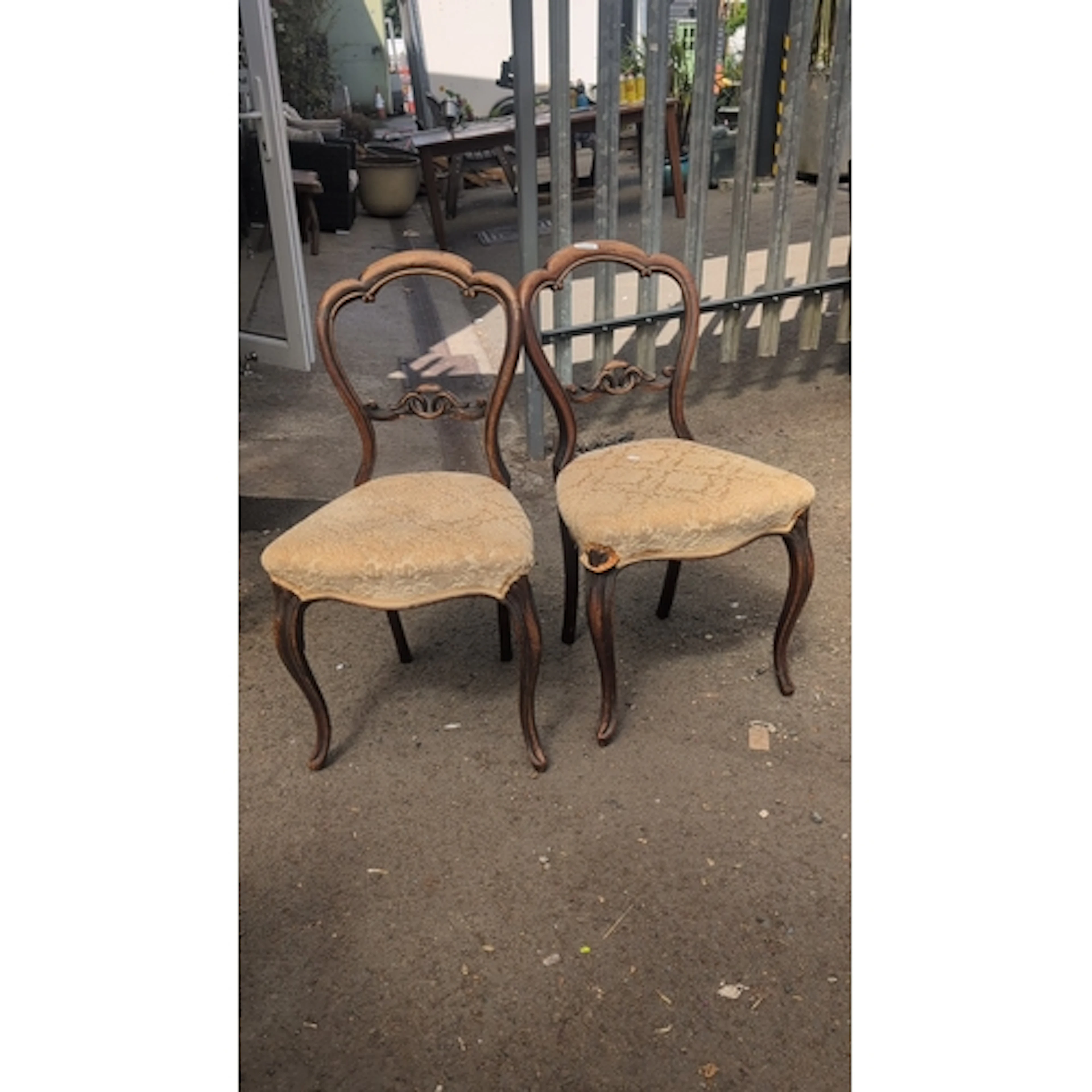 A pair of late 19th century Continental walnut side chairs, ...
