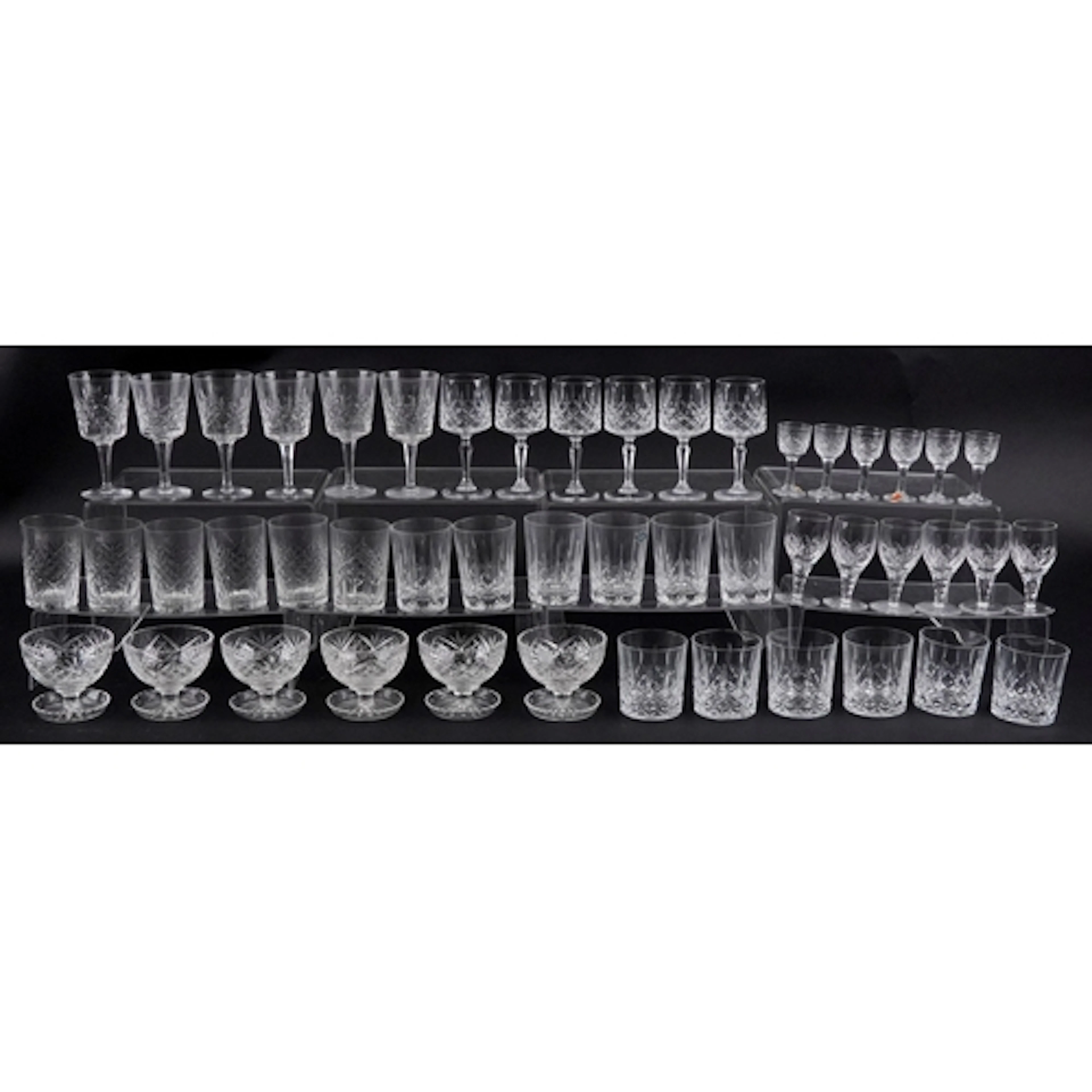 Large selection of cut glass and crystal drinking glasses in...