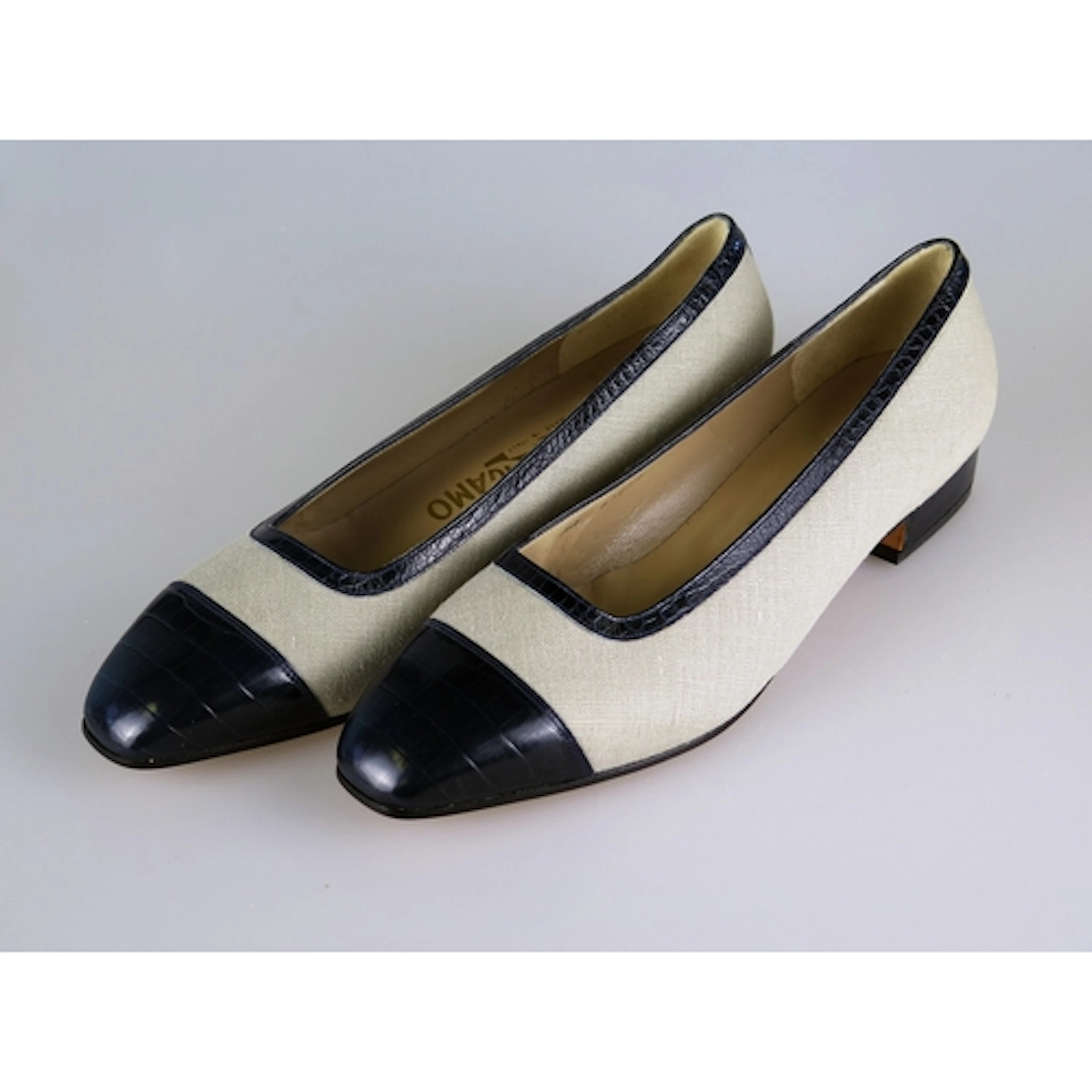Salvatore Ferragamo - vintage lady's block heel court shoes,...