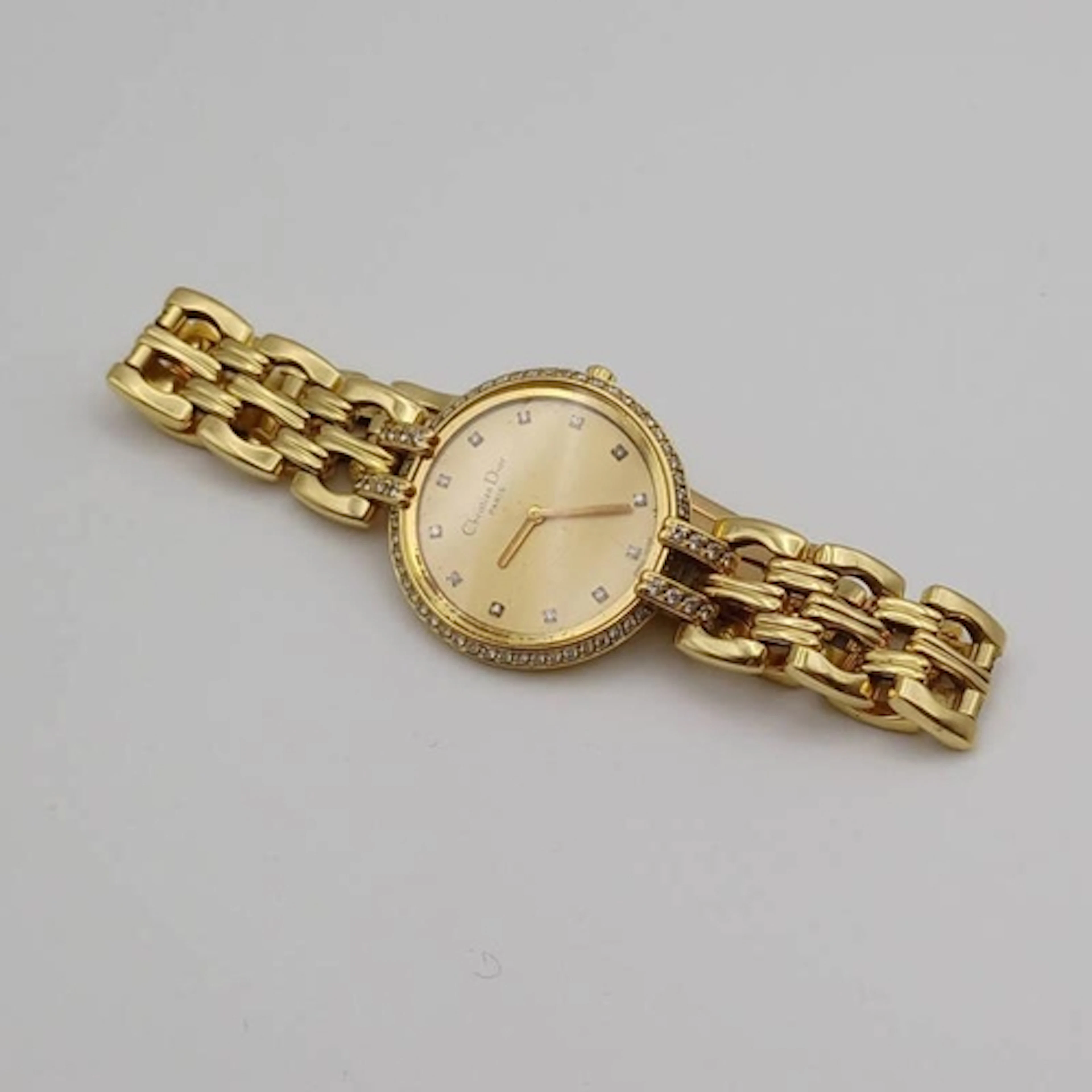 18K GOLD CHRISTIAN DIOR DIAMOND SET LADIES WRISTWATCH ON AN ...