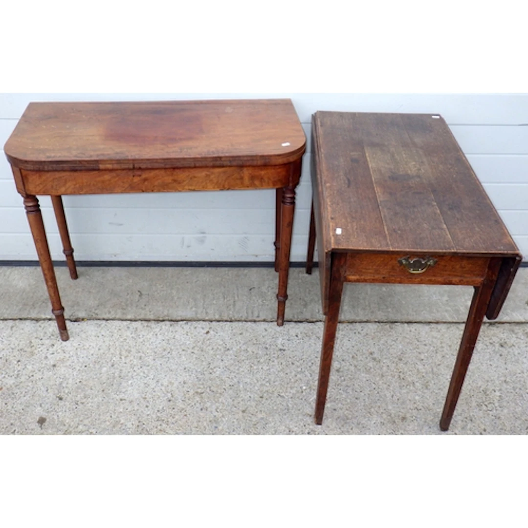 A Regency mahogany card table together with a 19th cen oak P...