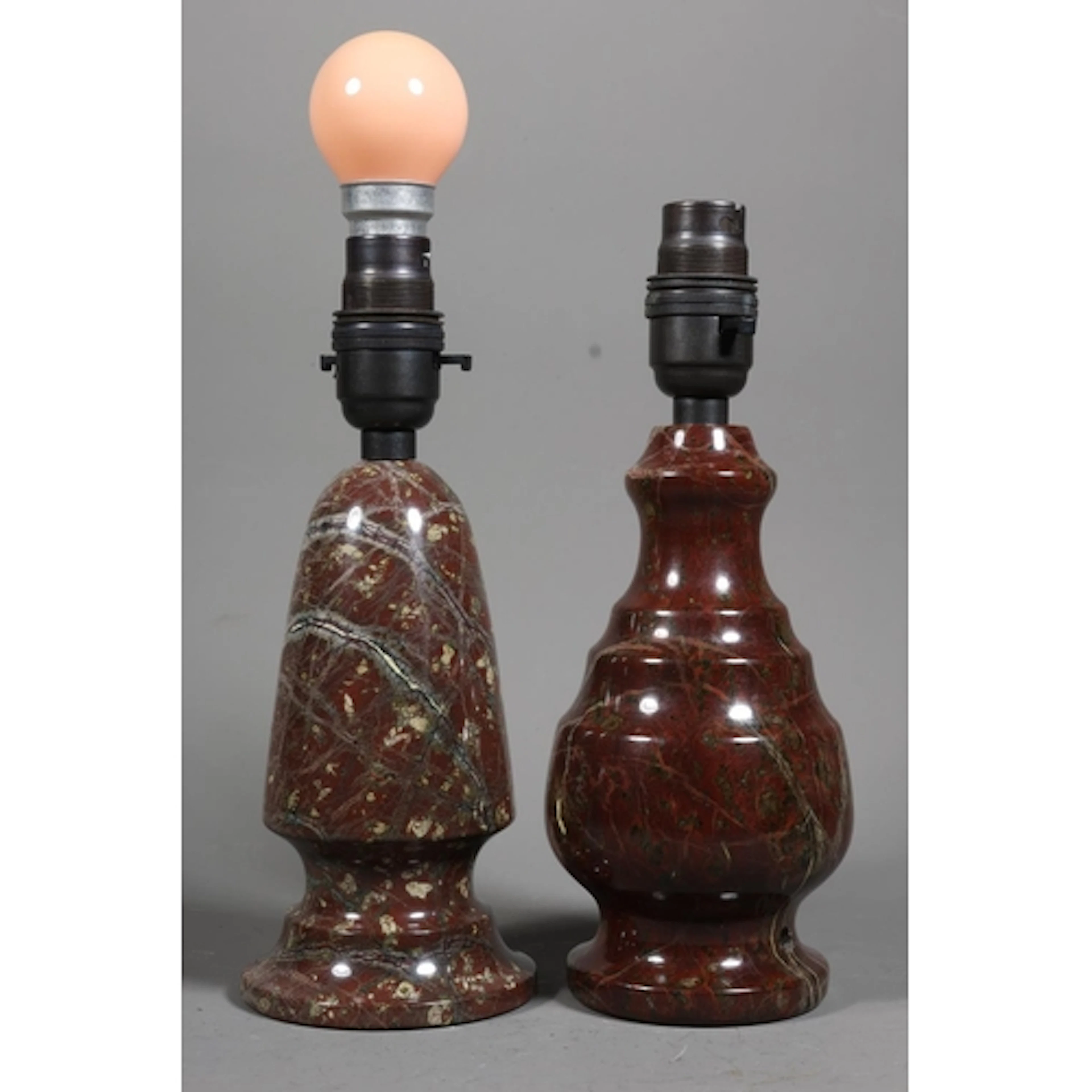 Two hardstone table lamps.