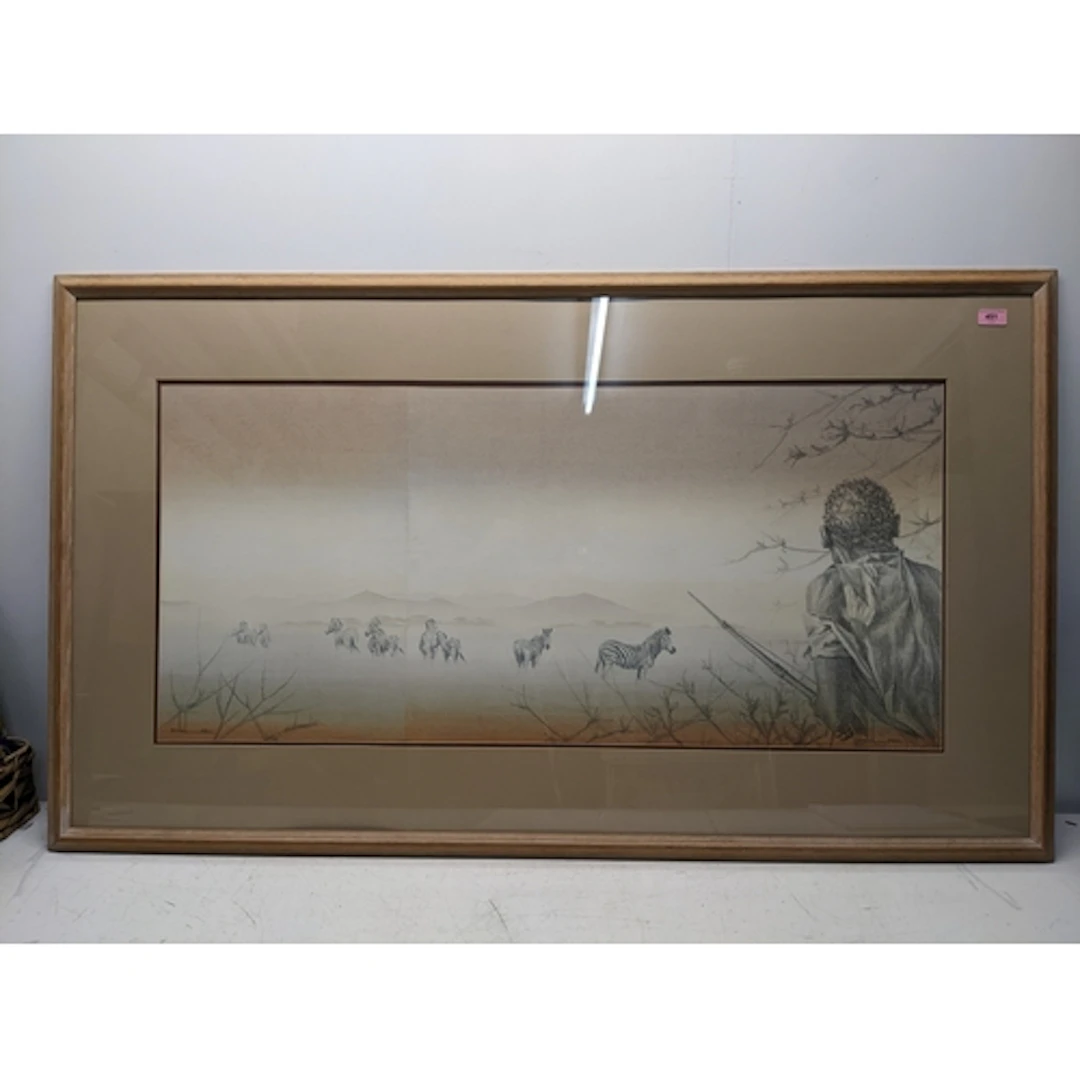Mike Elliott (b1949) - mixed media print, a large South Afri...