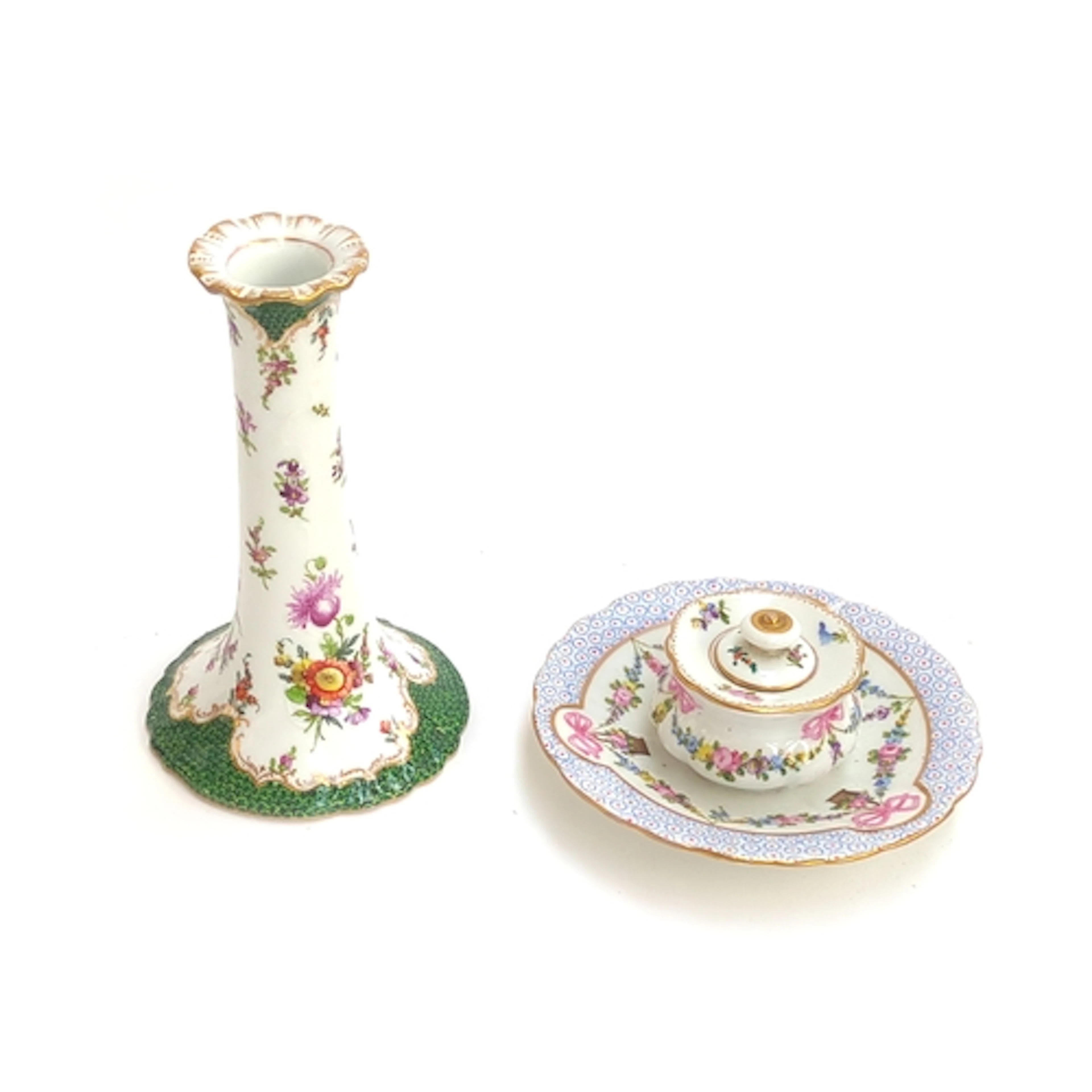 A collection of ceramics to include: a Dresden porcelain can...