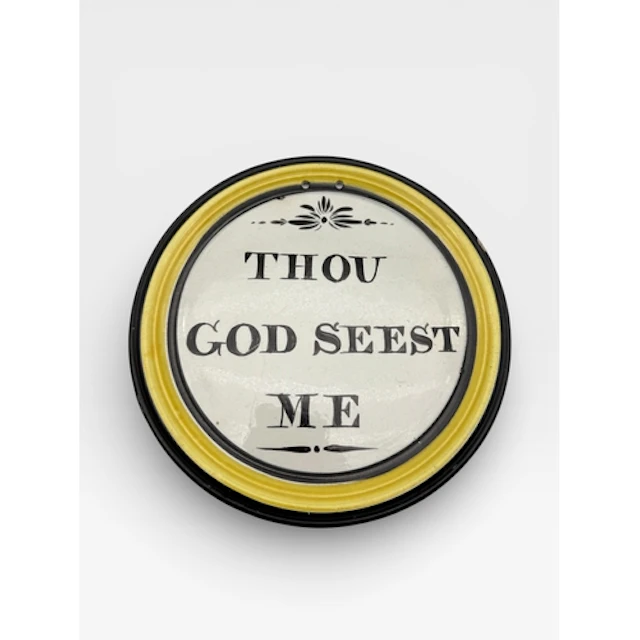 A STAFFORDSHIRE ROUNDEL PLAQUE 'THOU GOD SEEST ME' POSSIBLY ...