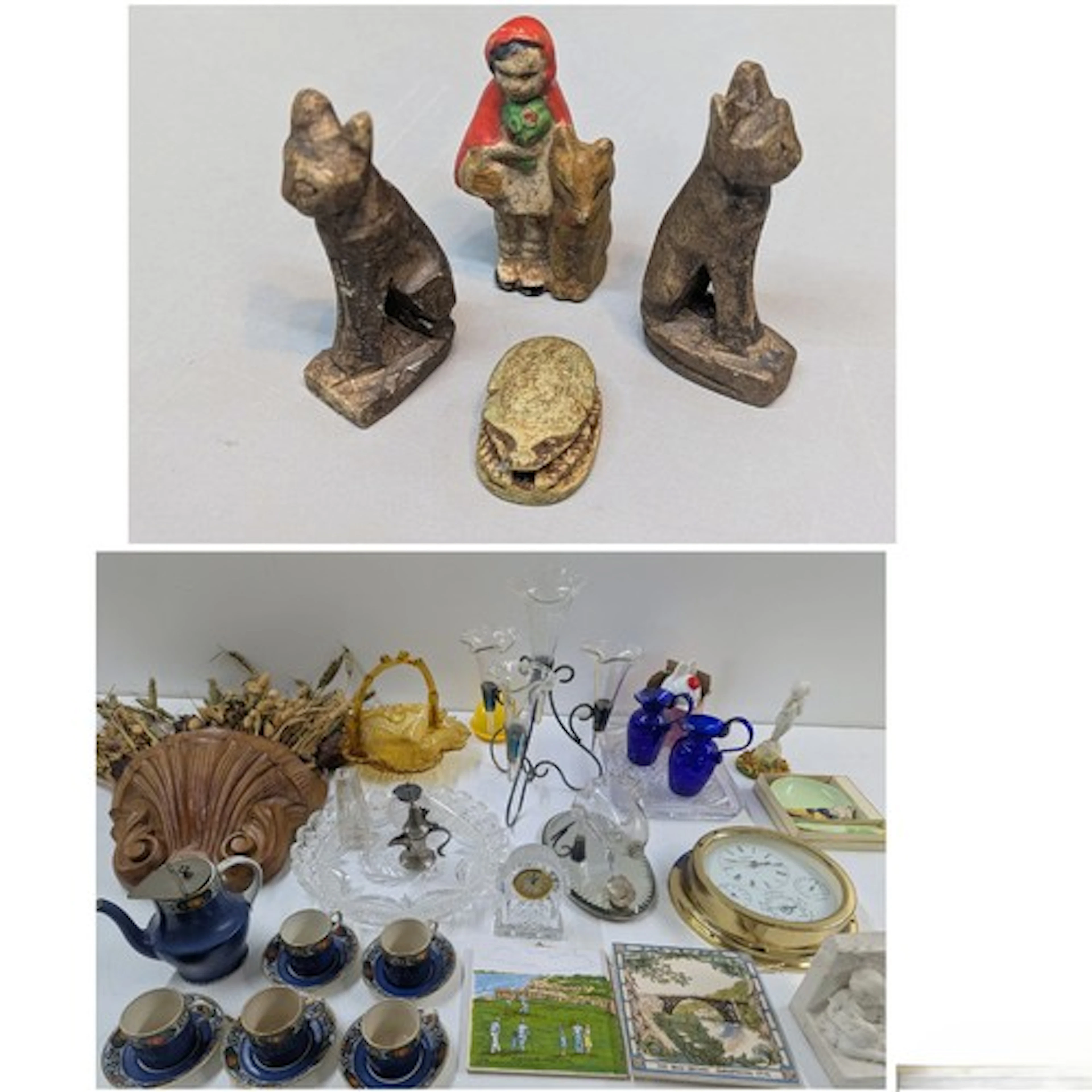 A mixed lot of collectibles to include two Egyptian small ca...
