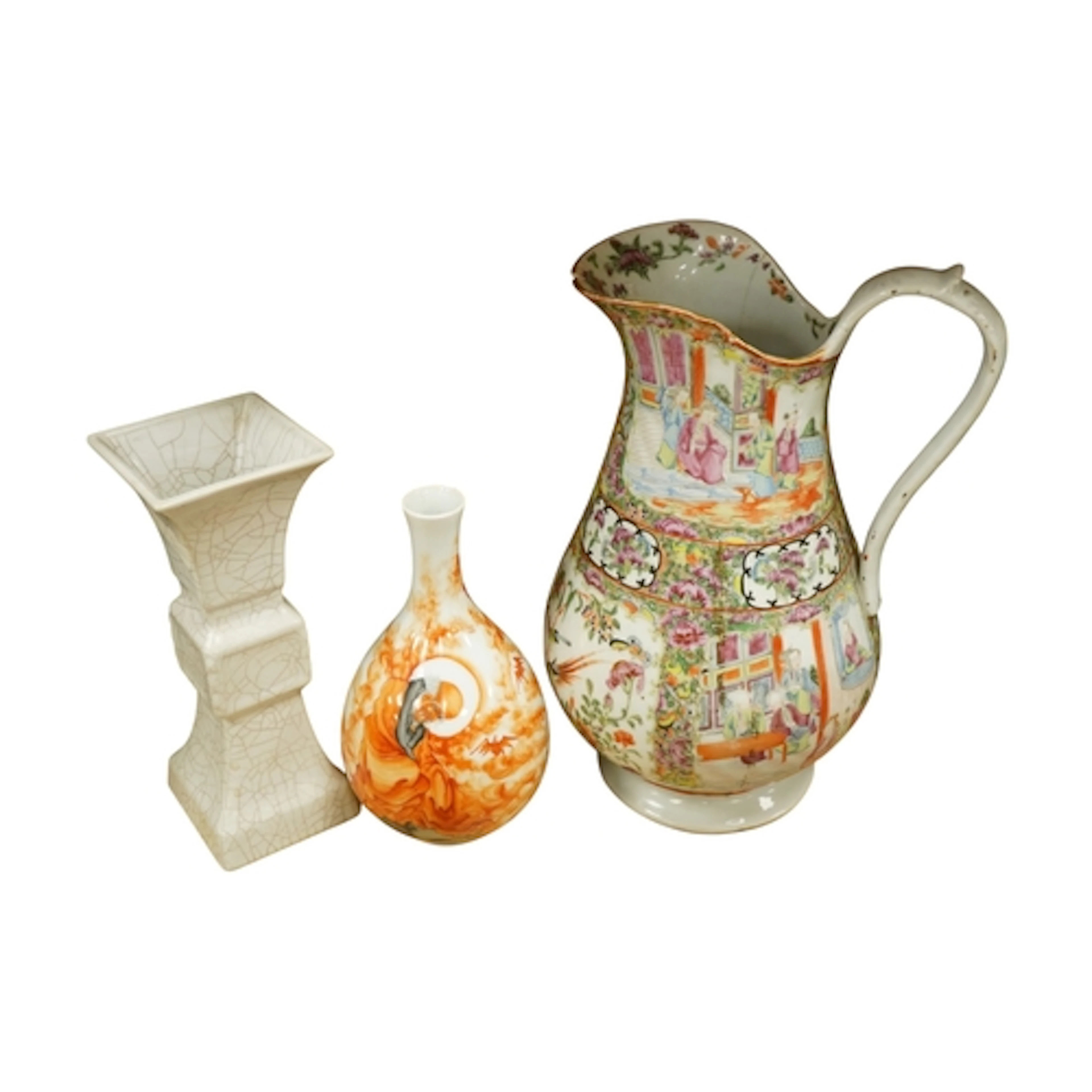 A Chinese Canton famille rose export wash jug, height 33cm, ...
