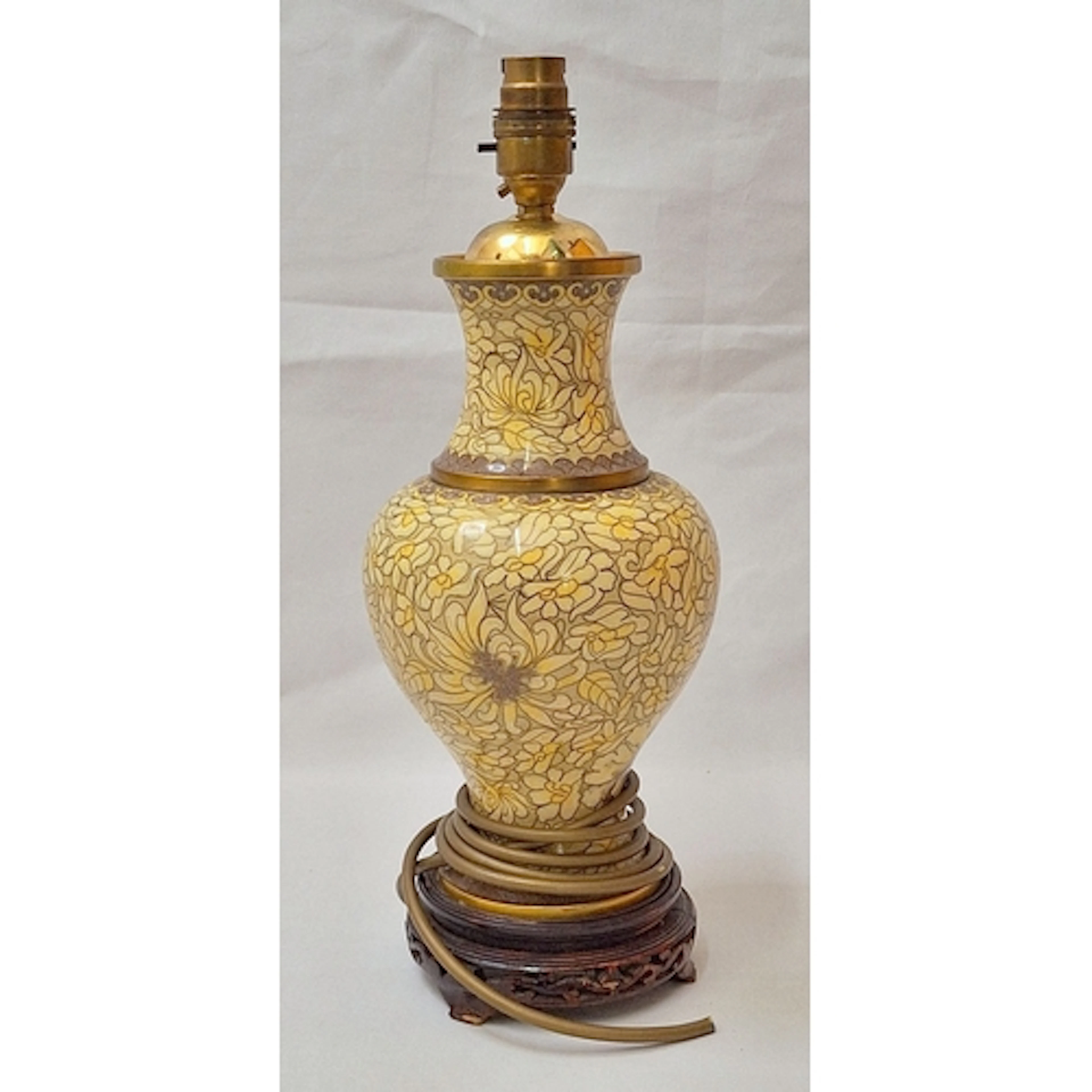 Cloisonné Enamel Table Lamp on chinoiserie wooden base appro...