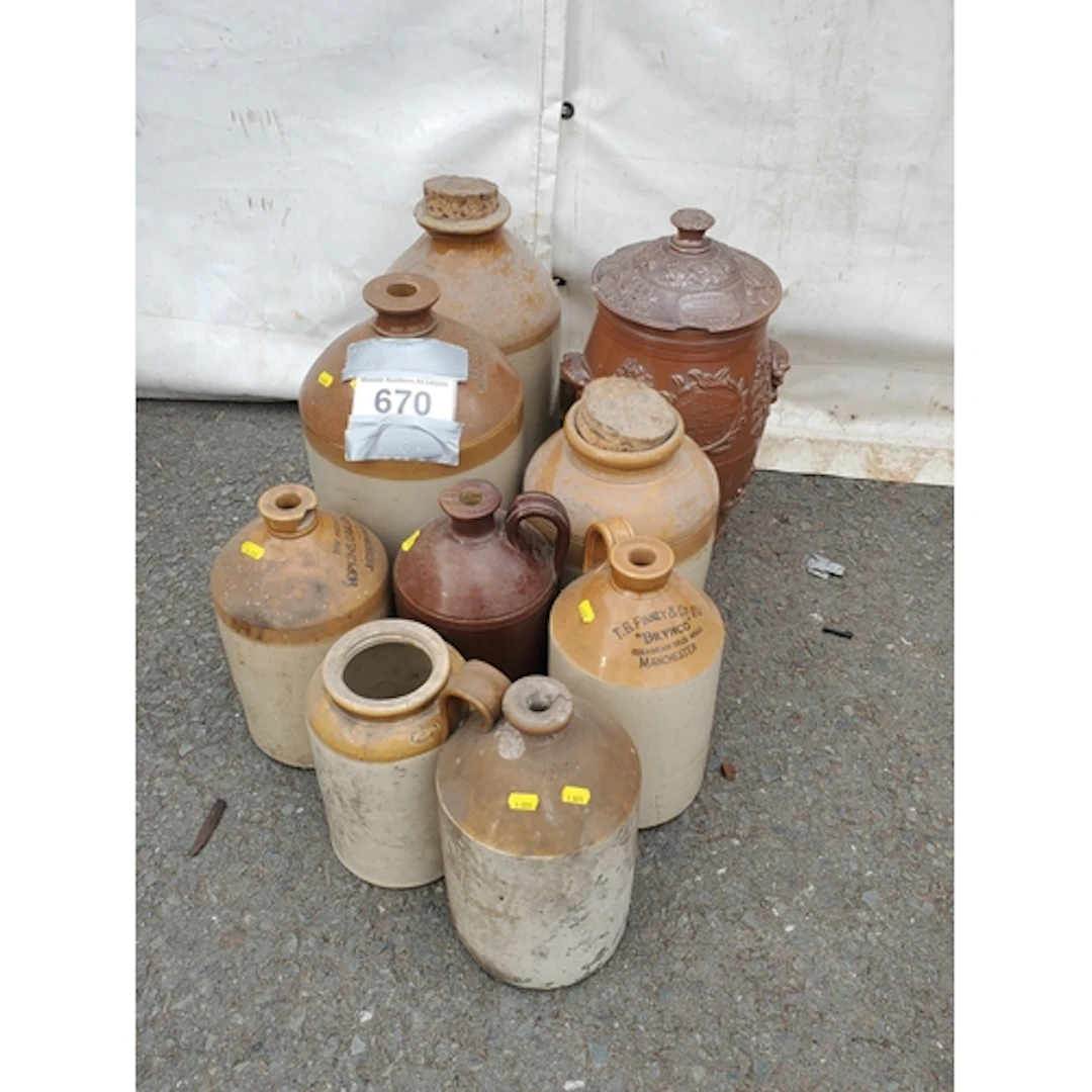 A quantity of stoneware Flaggons