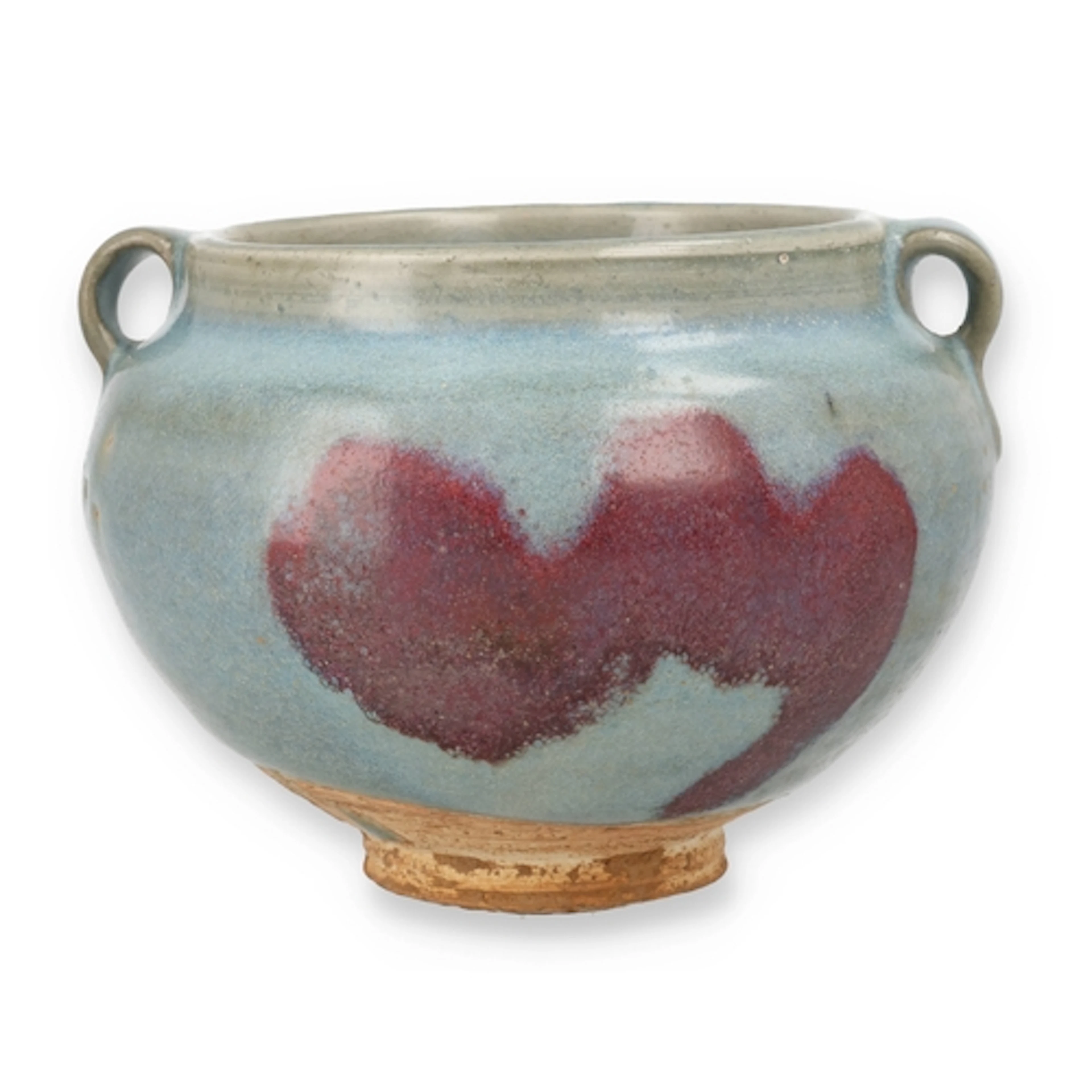 A CHINESE JUN WARE VASE With loop handles. 11cm x 15cm ...