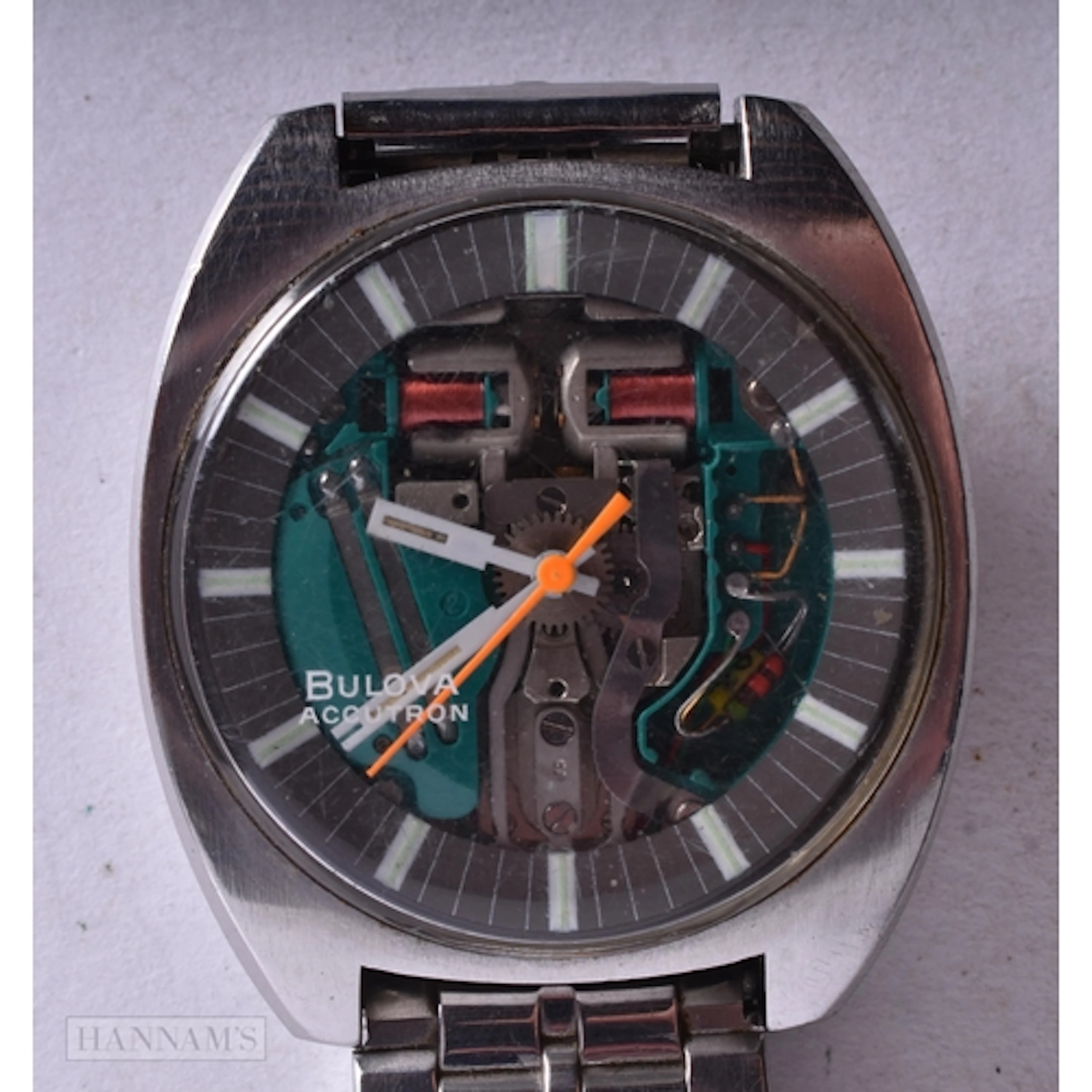 A BULOVA SKELETON WRIST WATCH. Running. 3.75 cm wide.