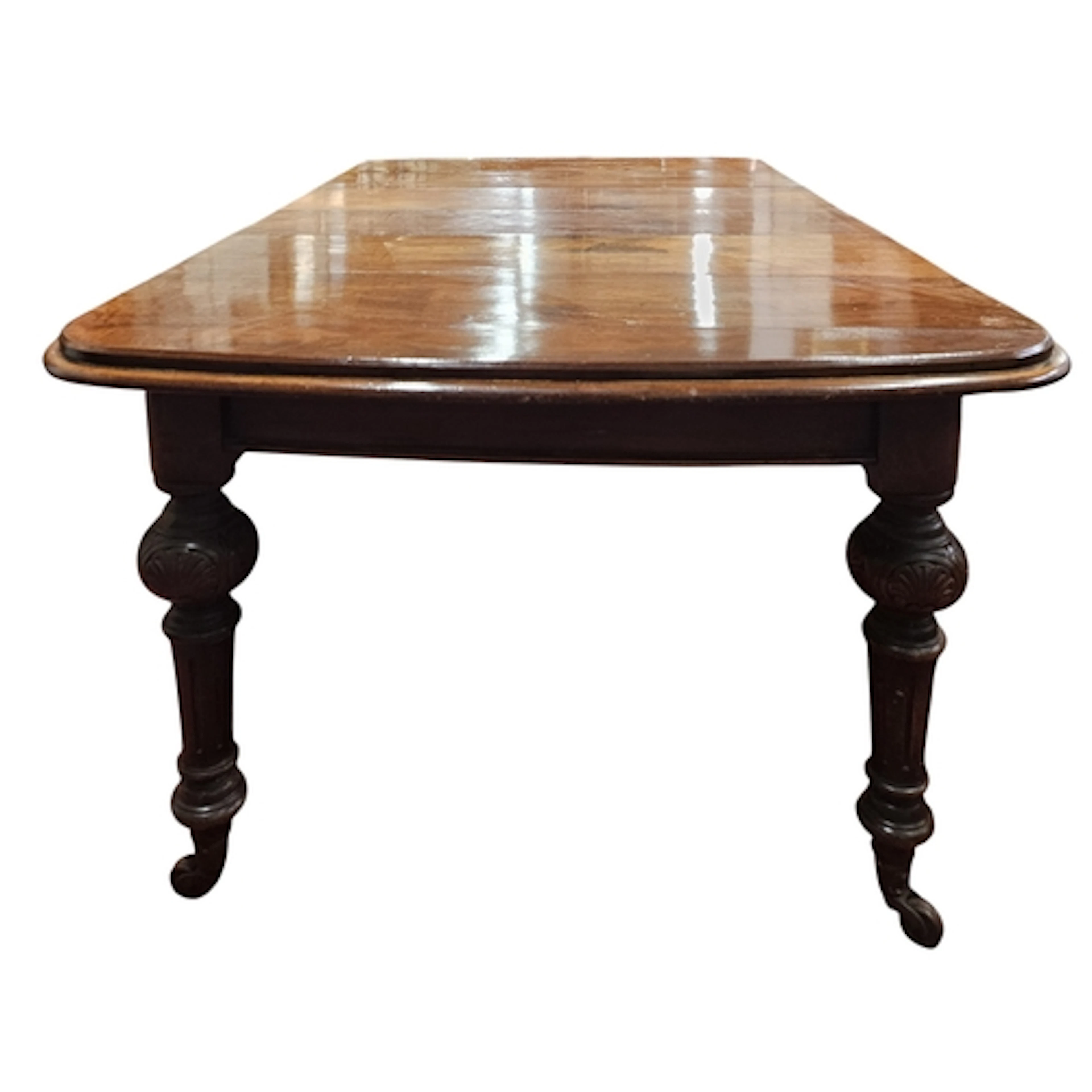 A 19th Century Mahogany single leaf Dining Table on turned c...