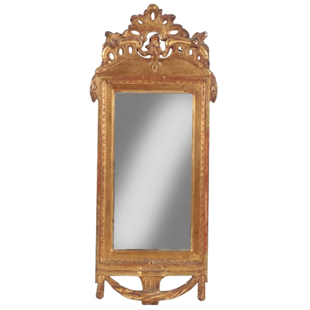 A French giltwood and gesso pier glass, late 18th century, t...