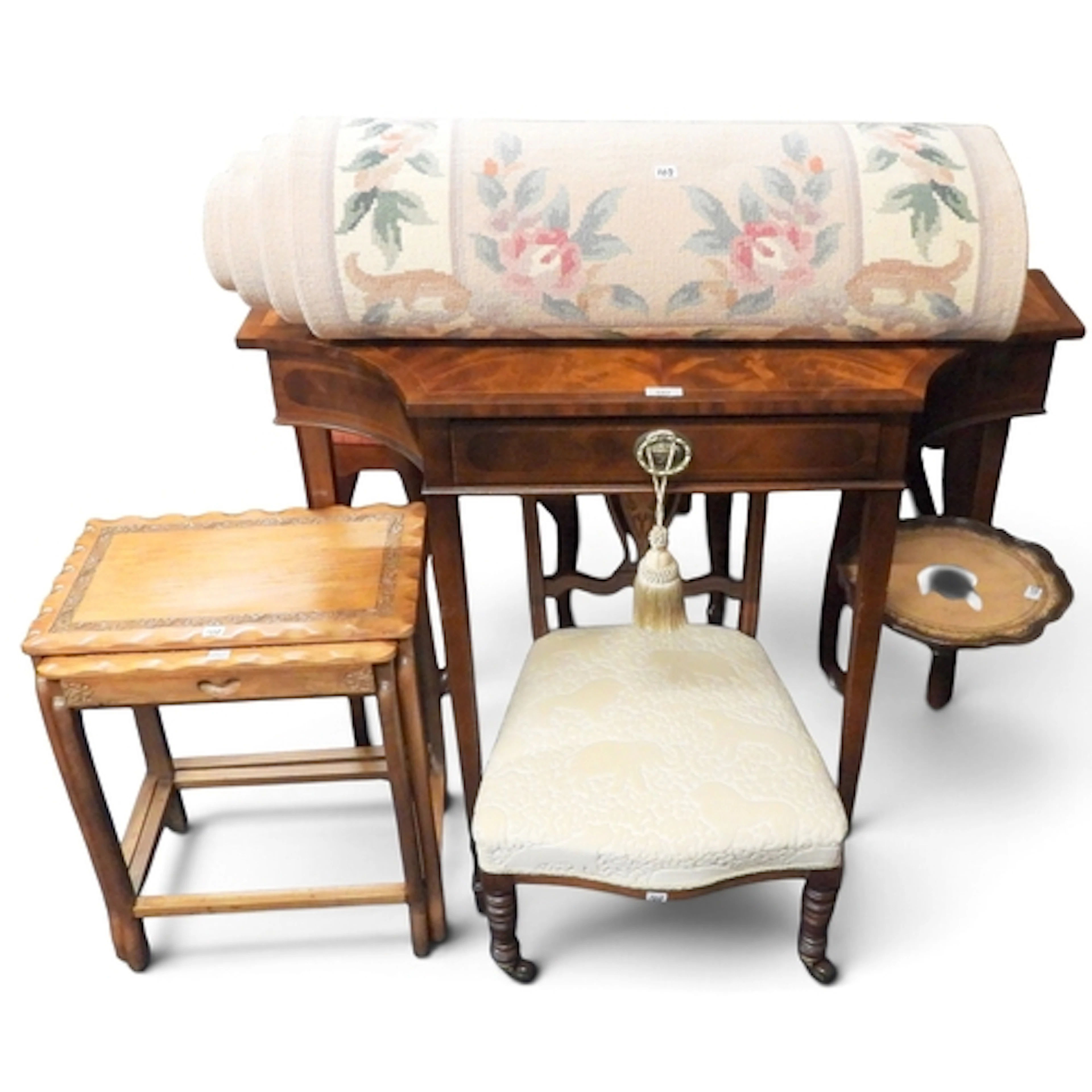 A mixed lot to include Regency style single drawer hall tabl...