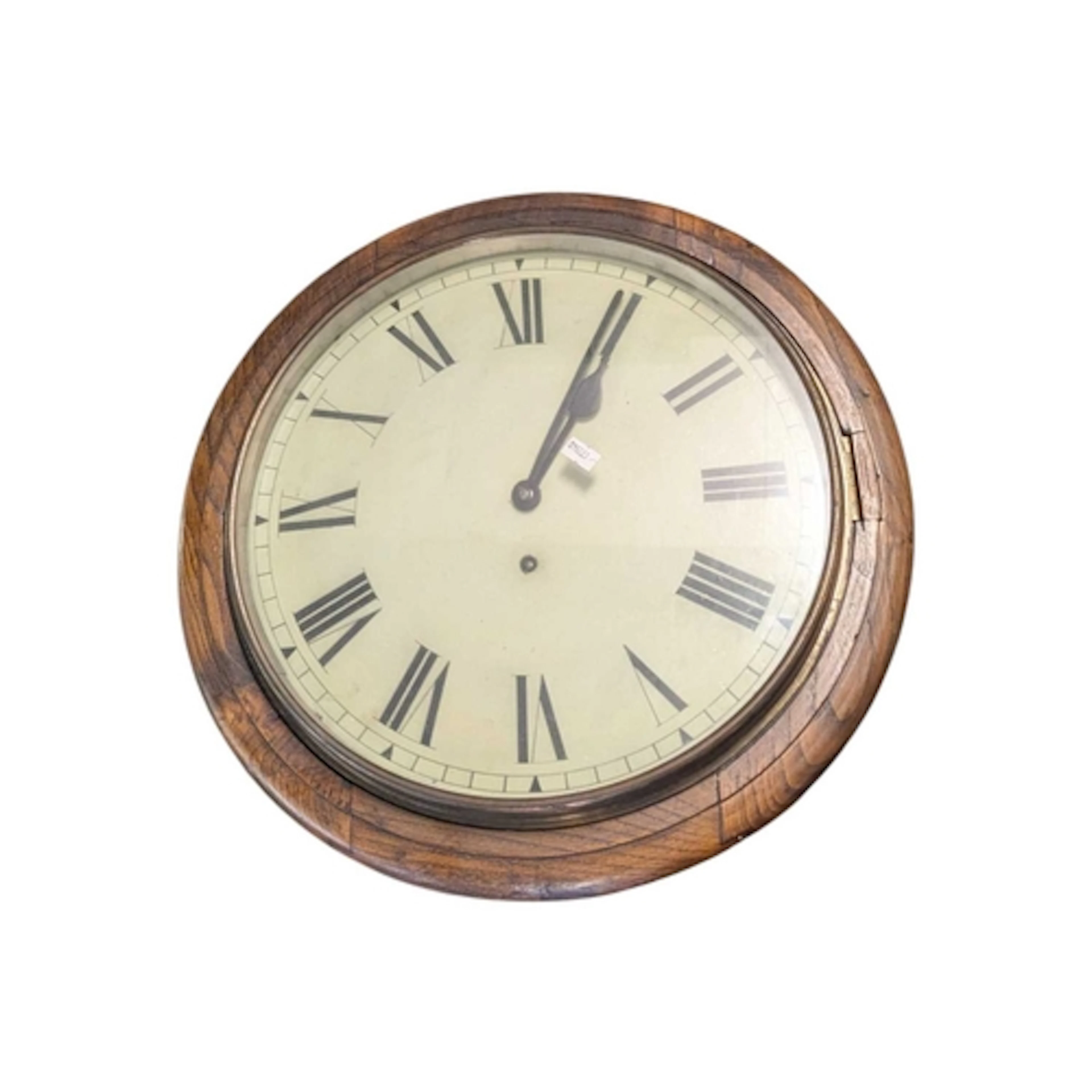 A 19th century Victorian oak railway station wall clock. The...