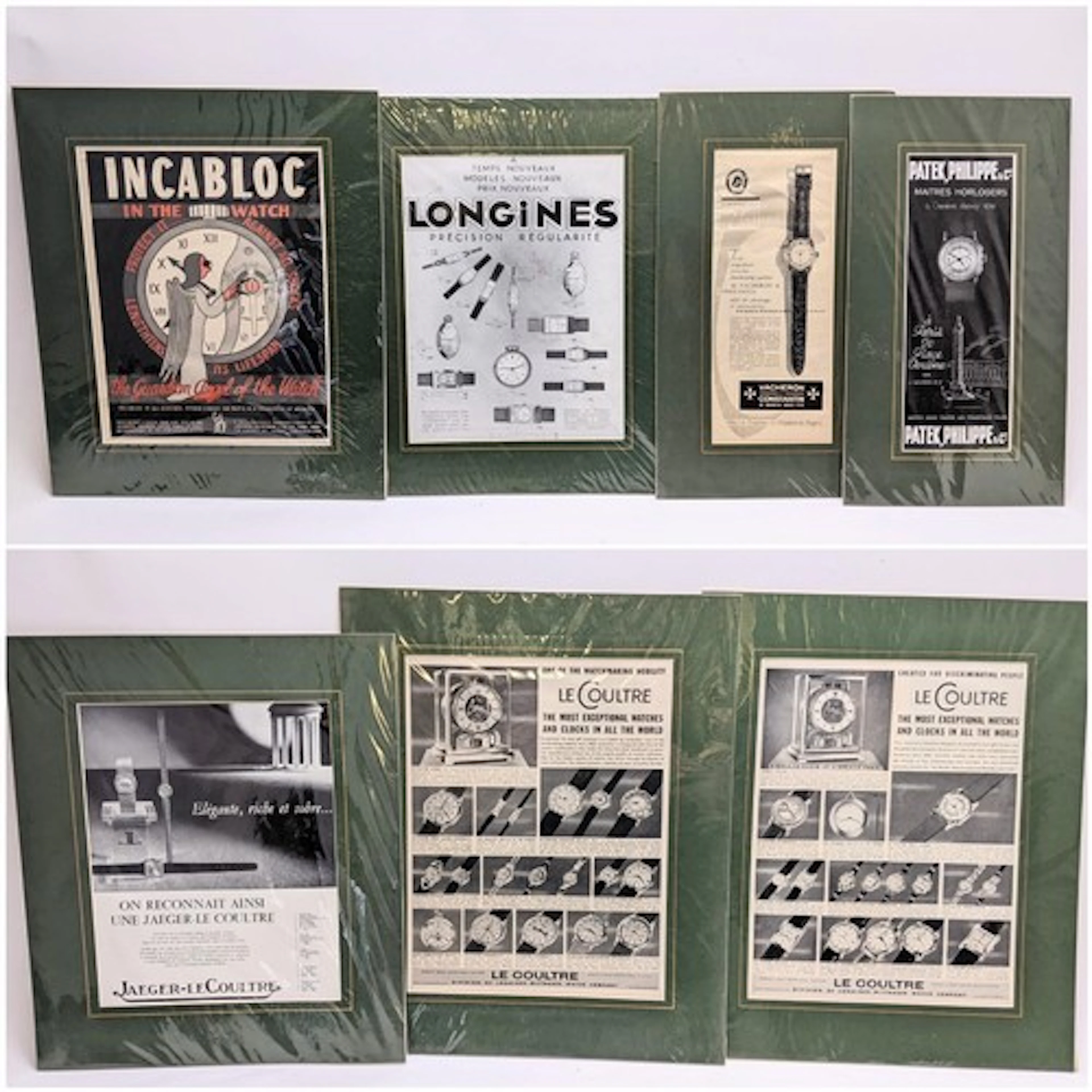 Seven vintage watch advertisements to include adverts for Lo...