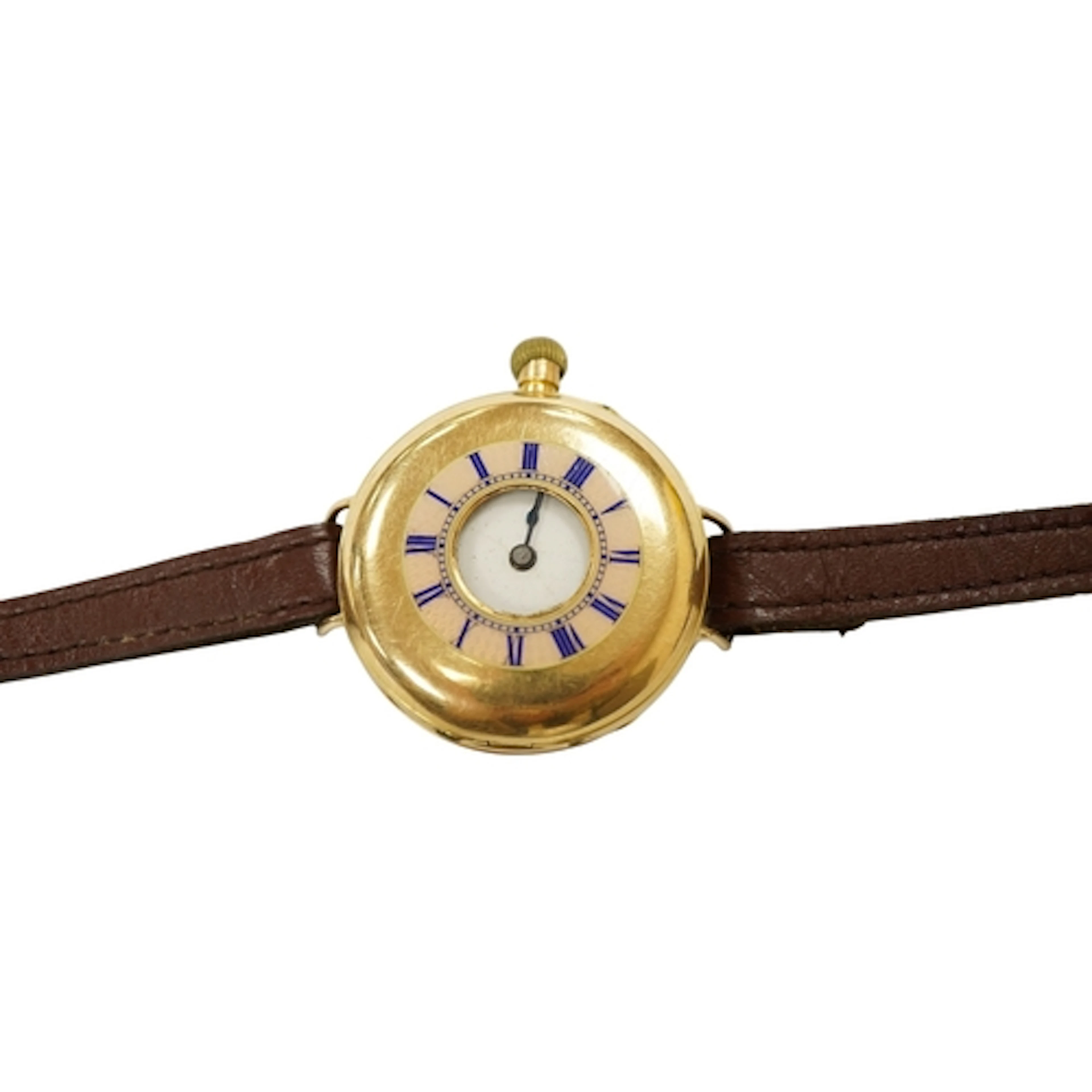 A lady's early 20th century 18k half hunter manual wind wris...