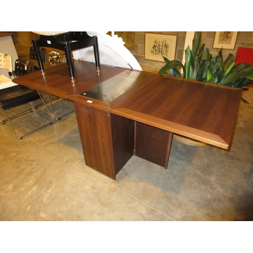 Skovby Rosewood and Stainless Steel Panel Drop Leaf Dining T...