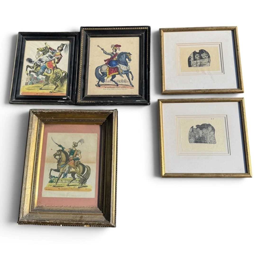 THREE ENGRAVINGS AND TWO ETCHINGS Three depicitng military f...