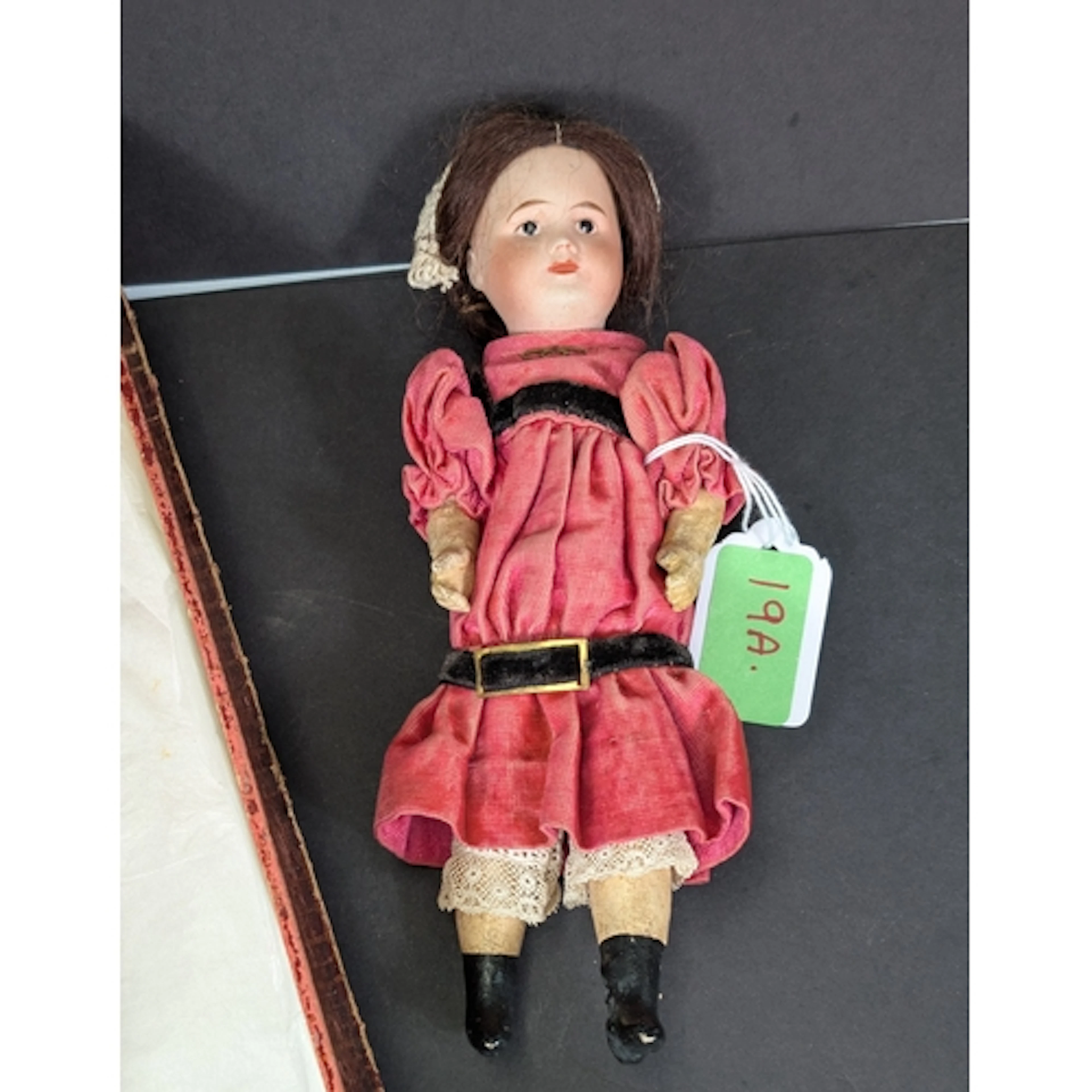 A late 19th century small Jumeau porcelain head doll head st...