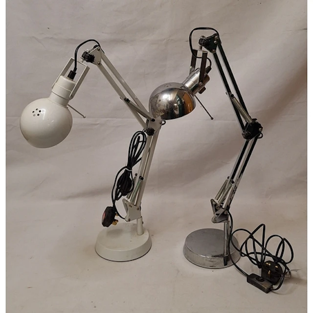 Pair Modern Anglepoise Lamps, chrome & white metal (2) UNTE...