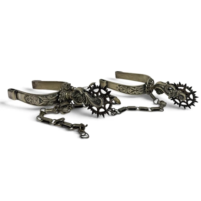 A PAIR OF 19TH C SPANISH COLONIAL, SOUTH AMERICAN WHITE META...